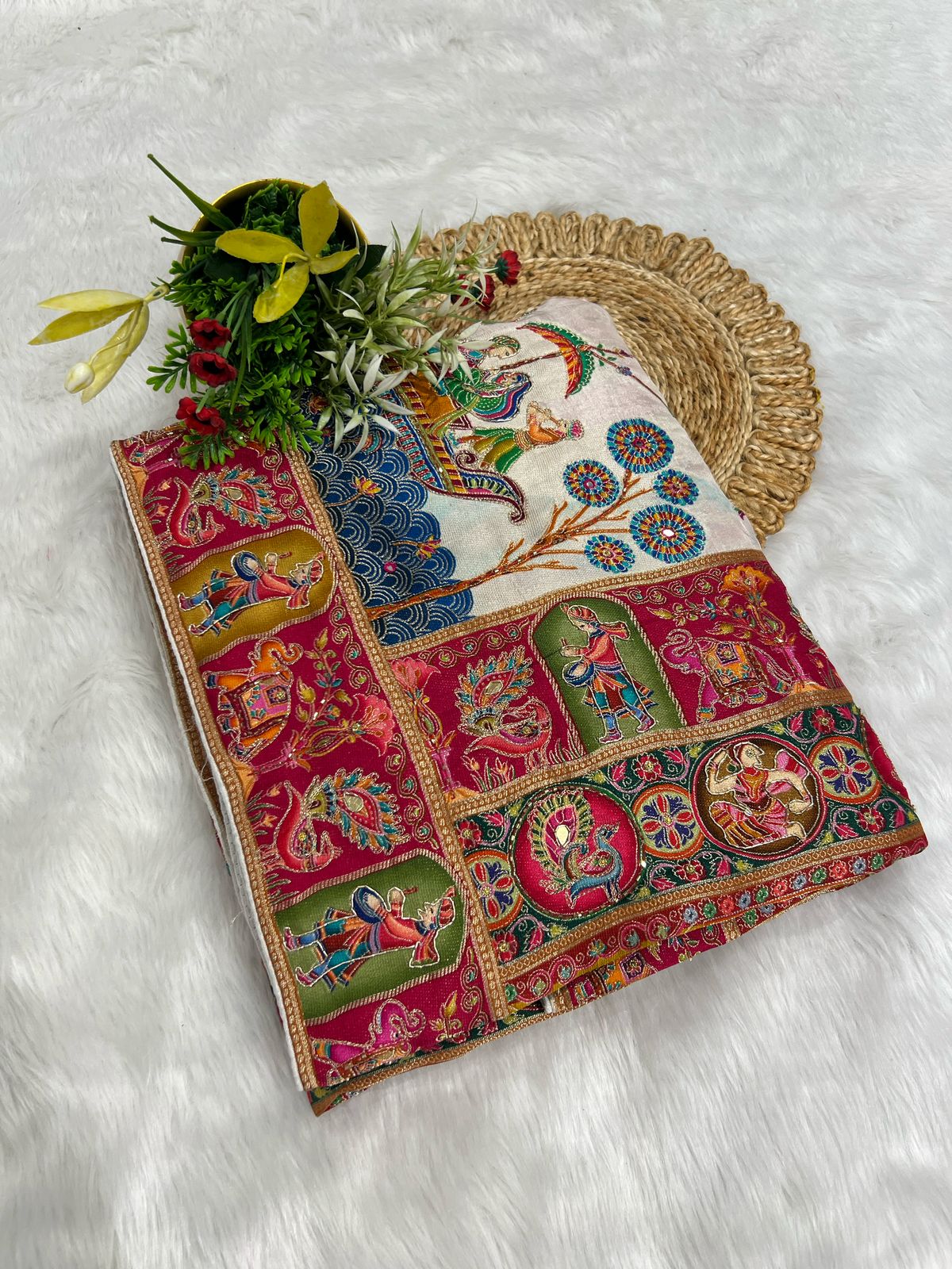 πΈ Royal Pashmina Saree with Jardoshi & Mirror Work β¨ | Elephant π & Floral Motifs | Heavy Pallu & Boat Border π€ | Festive & Function Ready π