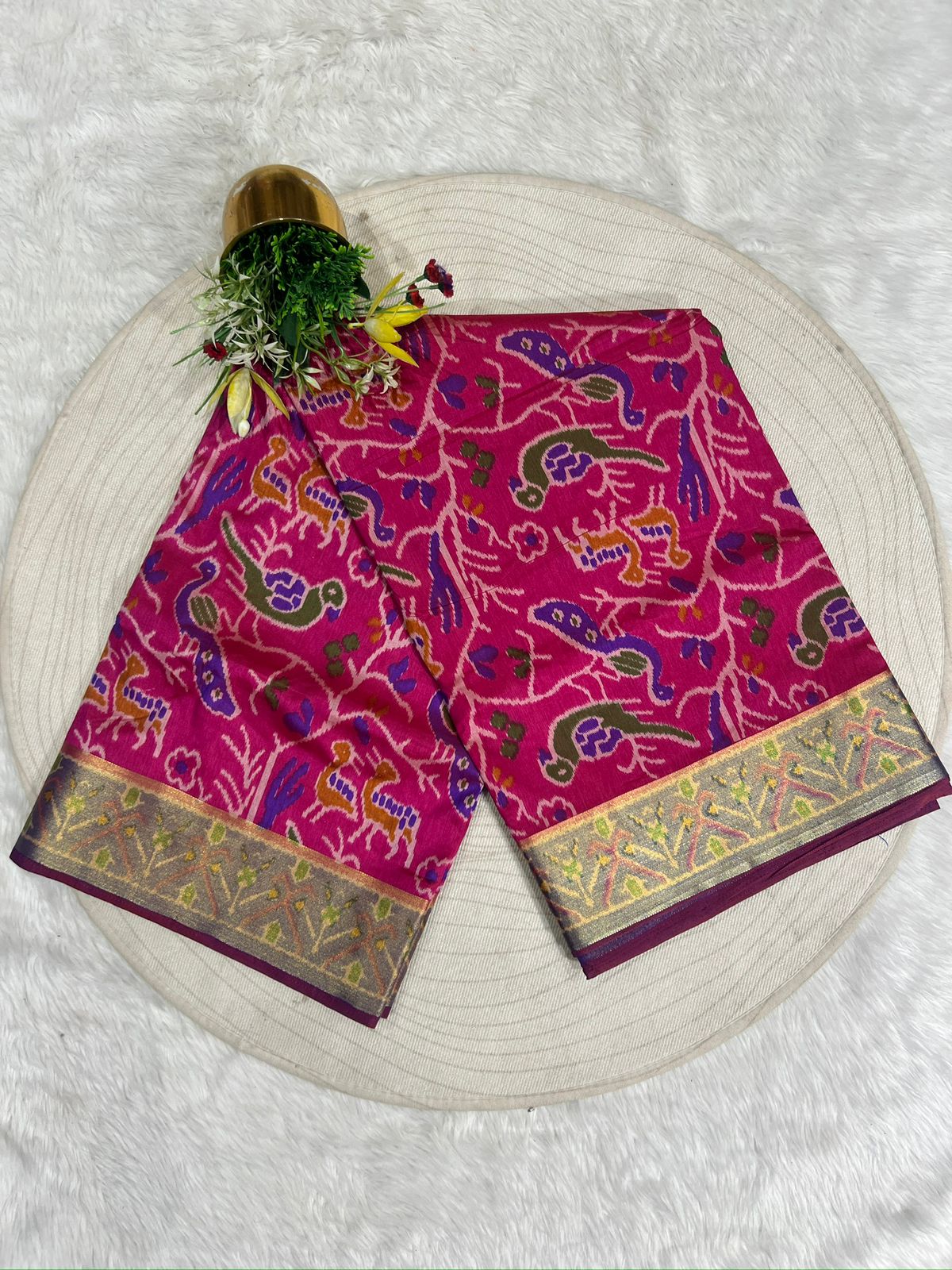 π¦β¨ Patola Silk Saree with Animal & Bird Motifs | Golden Border | Shagun Fashion
