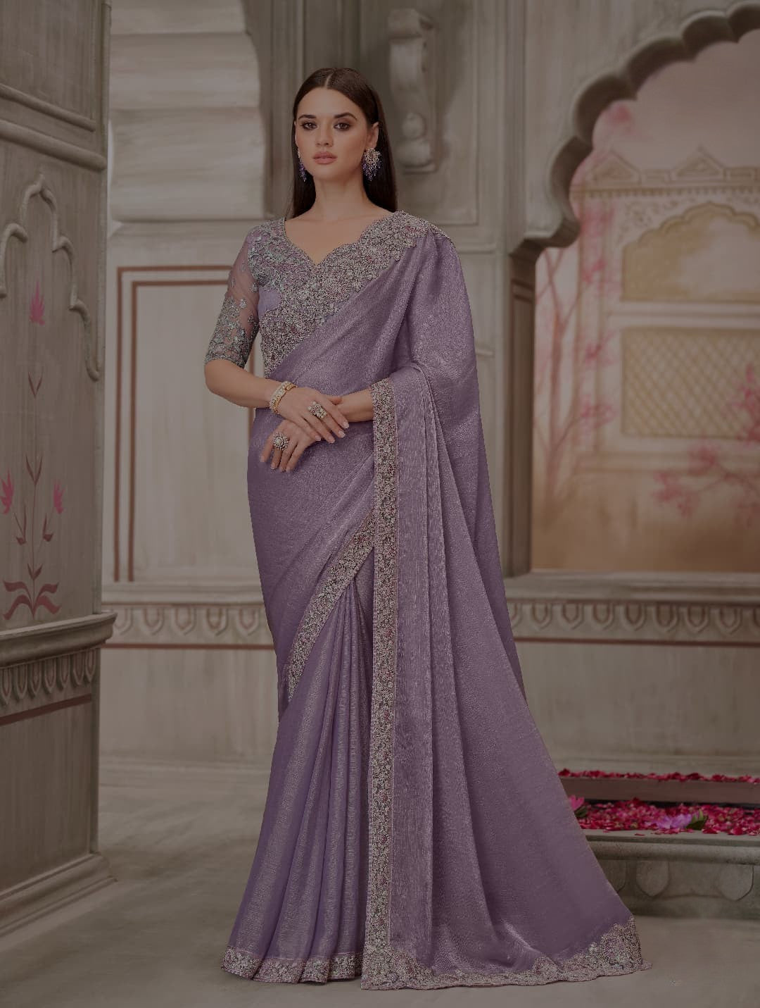 Purple Designer Organza Saree with Heavy Embroidered Blouse for Party & Wedding π | Shagun Sarees Collection β¨
