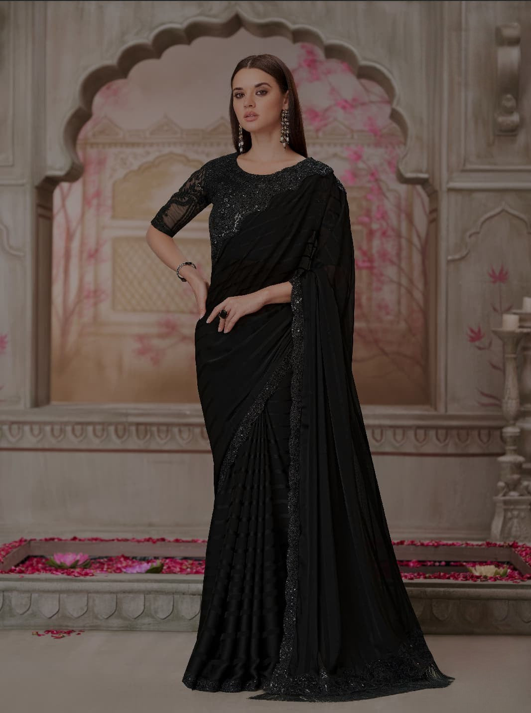 Black Designer Organza Saree with Heavy Embroidered Blouse for Party & Wedding π« | Shagun Sarees Exclusive