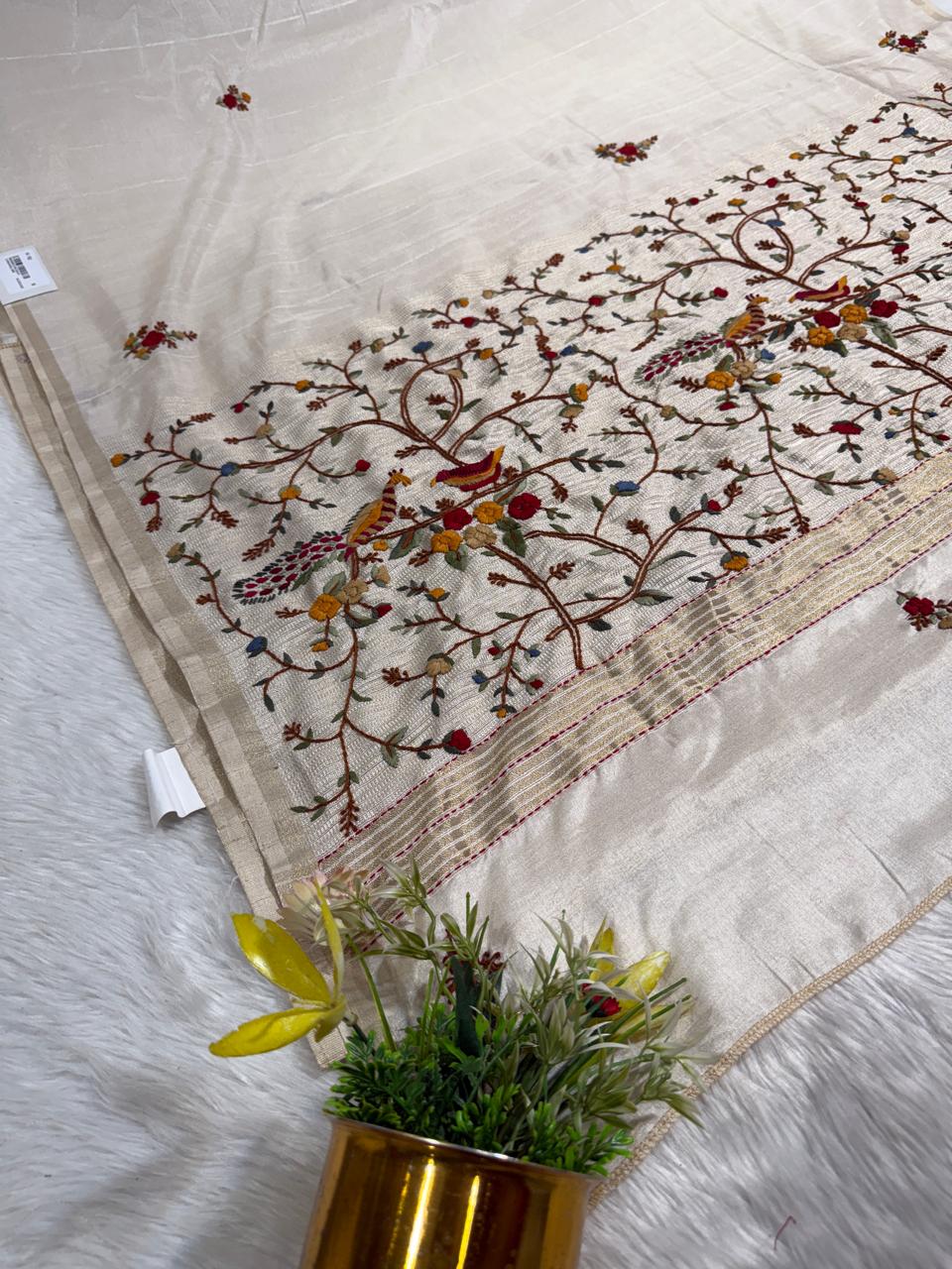 Elegant Pure Cotton Saree with Dhaga Embroidery | Fancy Party Wear Saree by Shagun Fashion π«π§΅