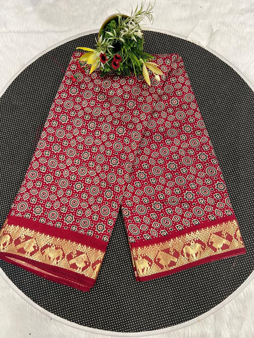 Stunning Ajarakh Saree – Tradition at an Affordable Price 🌿✨