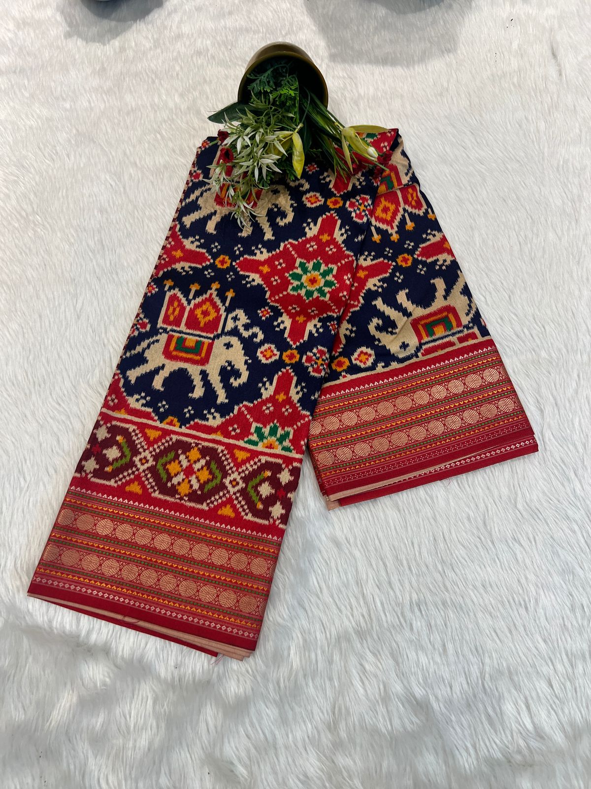 💥 Elegant Designer Double Ikat Patola Saree with Elephant Design | Only ₹2050 🐘✨