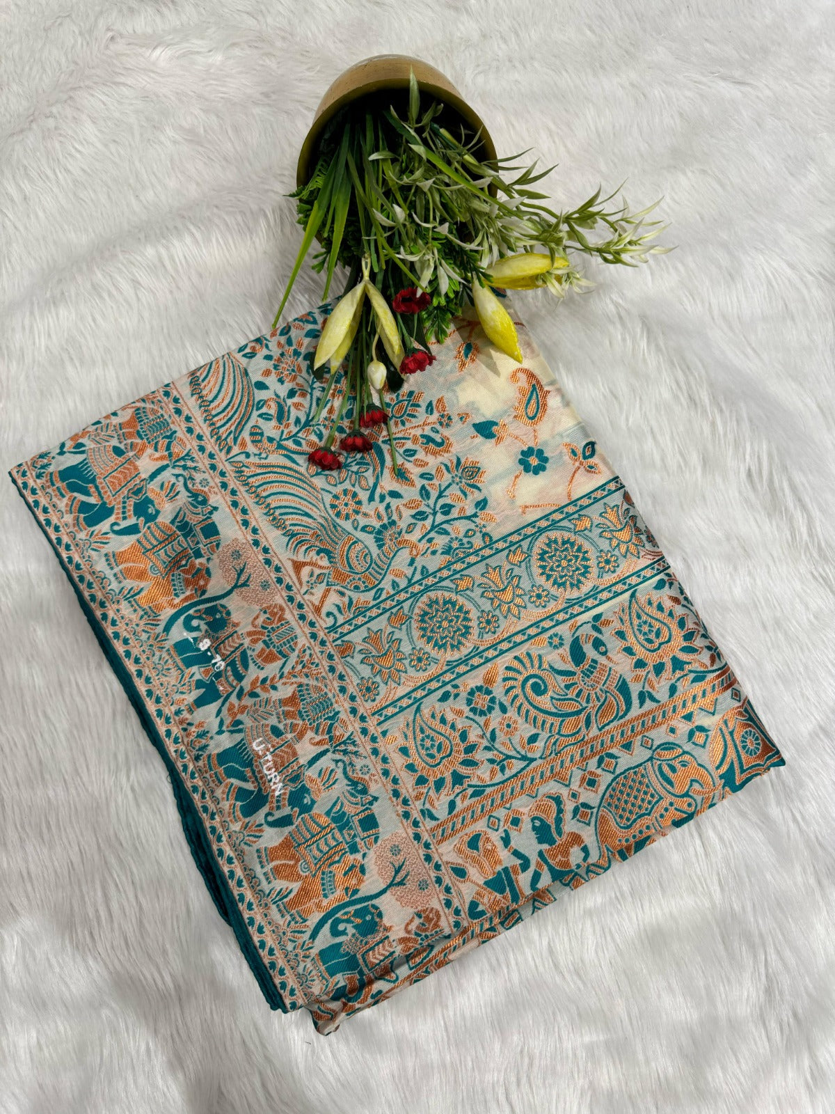 ✨ Elegant Cotton Saree with Pashmina Work & Peacock Art | Only ₹1050! 🌸🦚