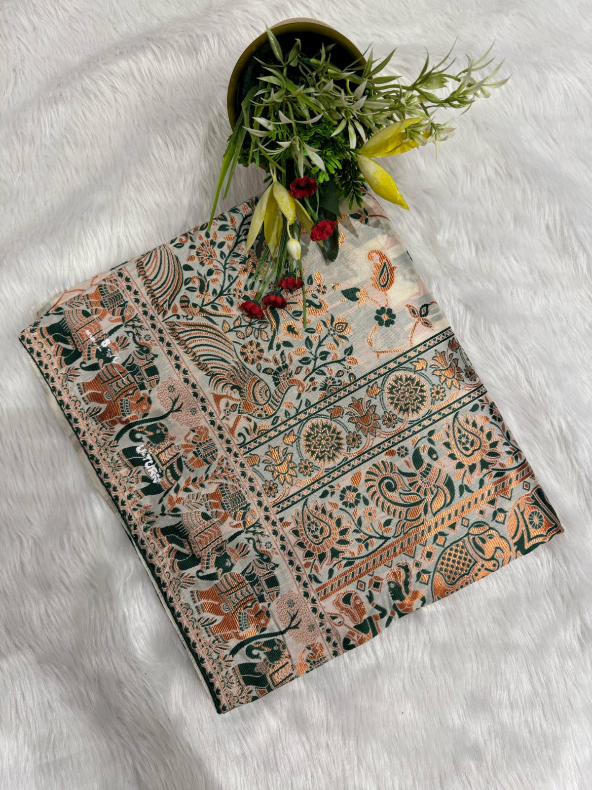 ✨ Elegant Cotton Saree with Pashmina Work & Peacock Art | Only ₹1050! 🌸🦚