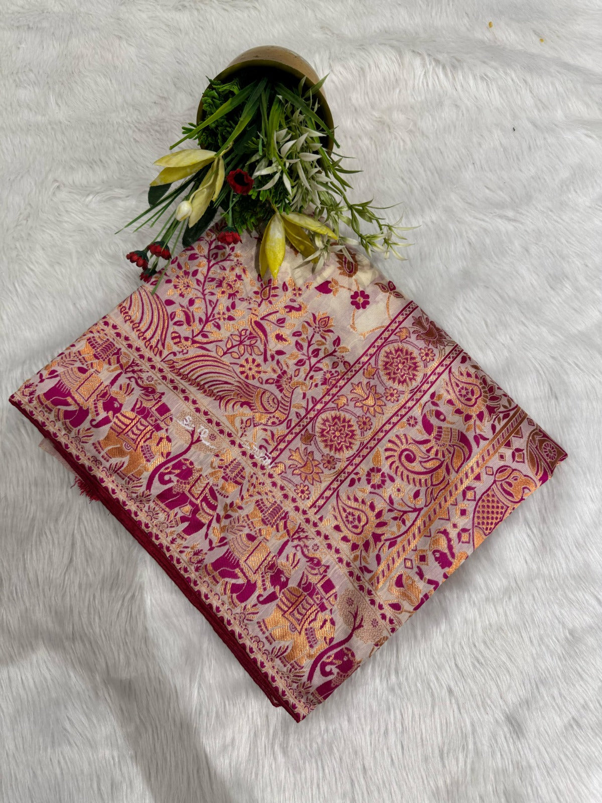 ✨ Elegant Cotton Saree with Pashmina Work & Peacock Art | Only ₹1050! 🌸🦚