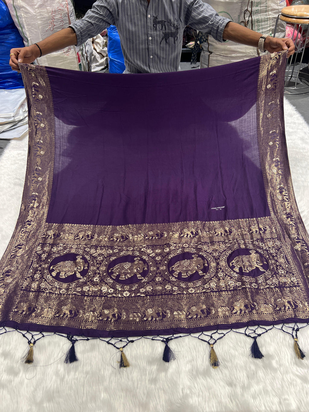 ✨ Gorgeous Soft Silk Saree with Designer Pallu & Shiny Work | Elegant Galaborder with Big Jula Latkan 💫
