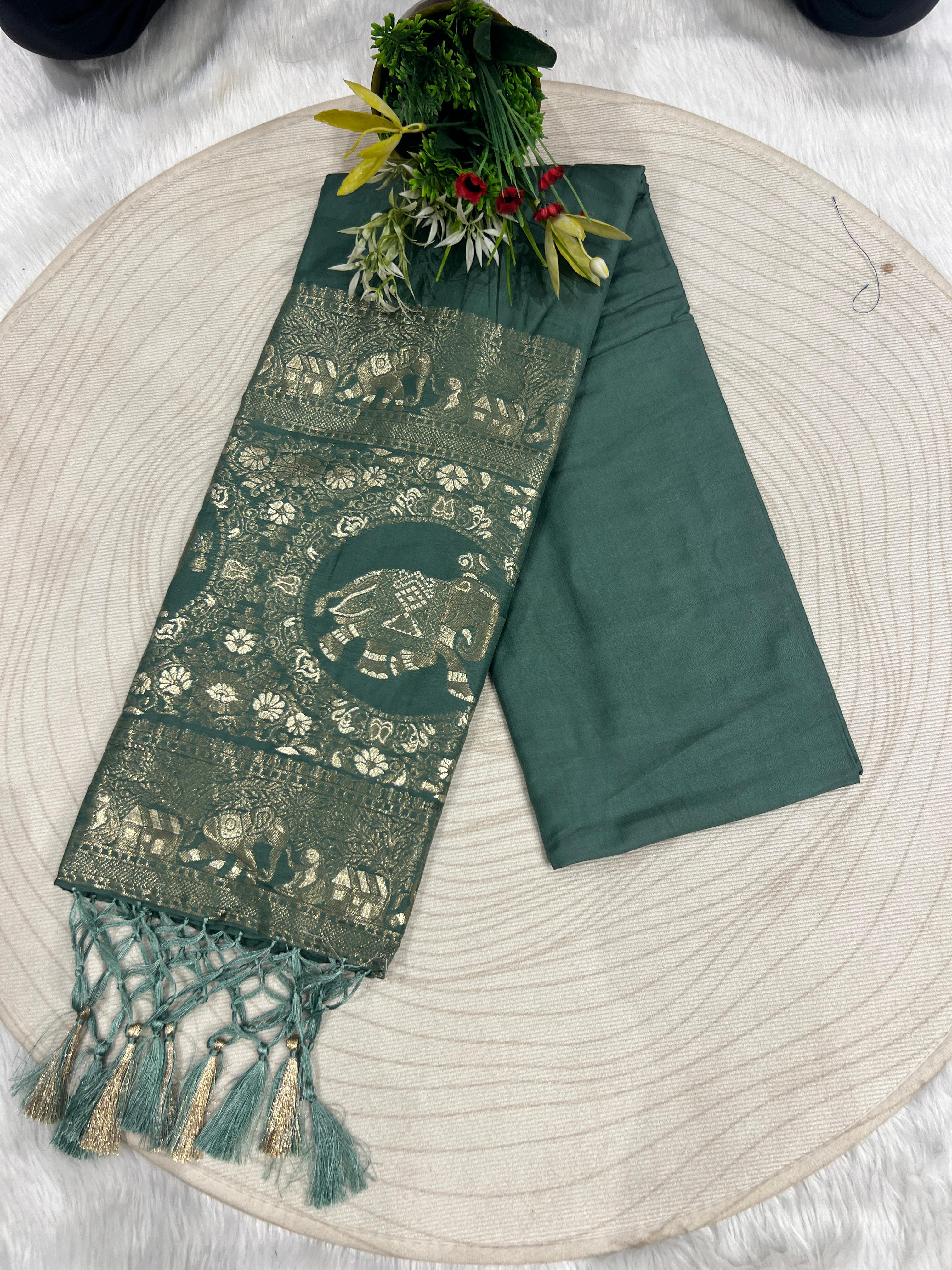 ✨ Gorgeous Soft Silk Saree with Designer Pallu & Shiny Work | Elegant Galaborder with Big Jula Latkan 💫