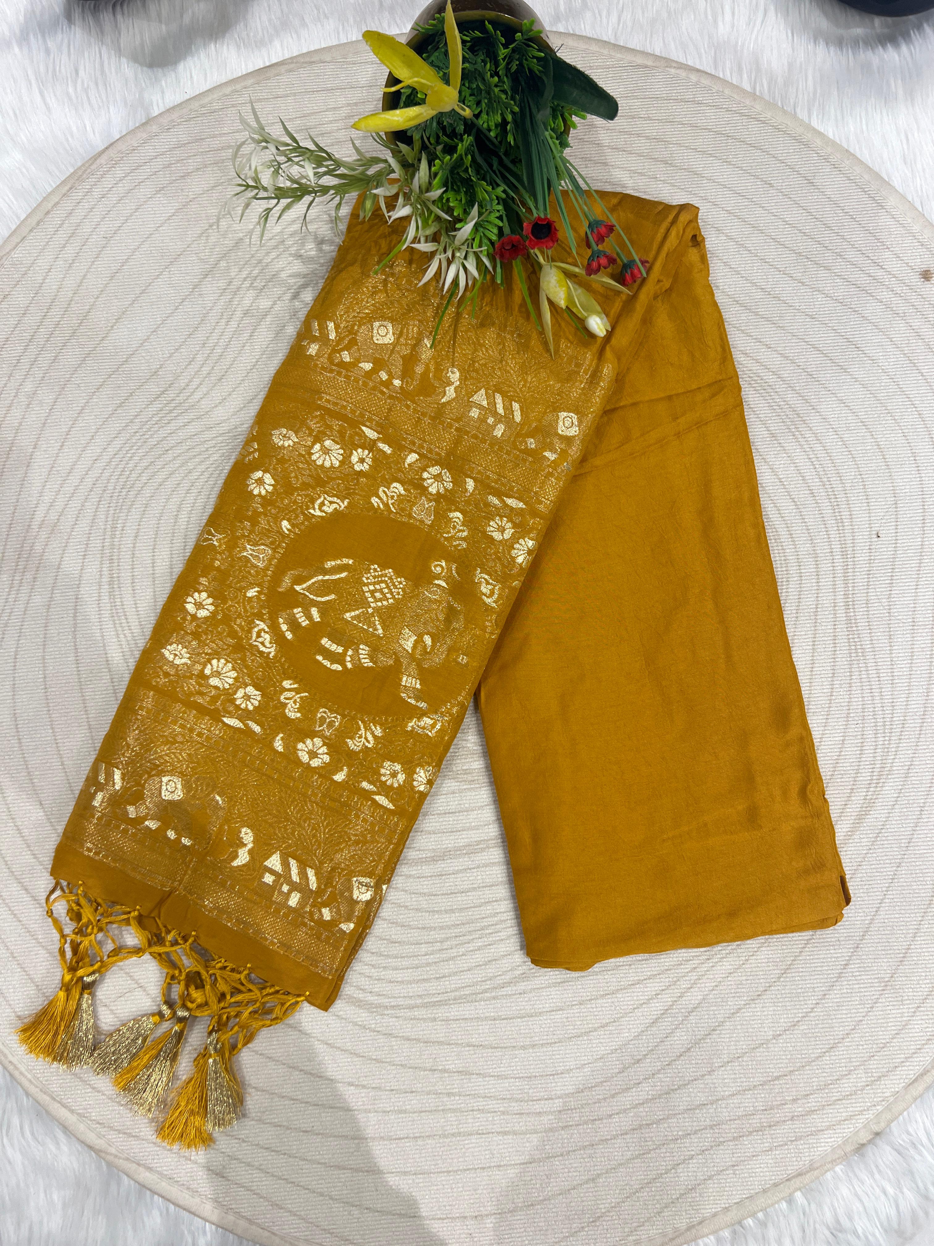 ✨ Gorgeous Soft Silk Saree with Designer Pallu & Shiny Work | Elegant Galaborder with Big Jula Latkan 💫