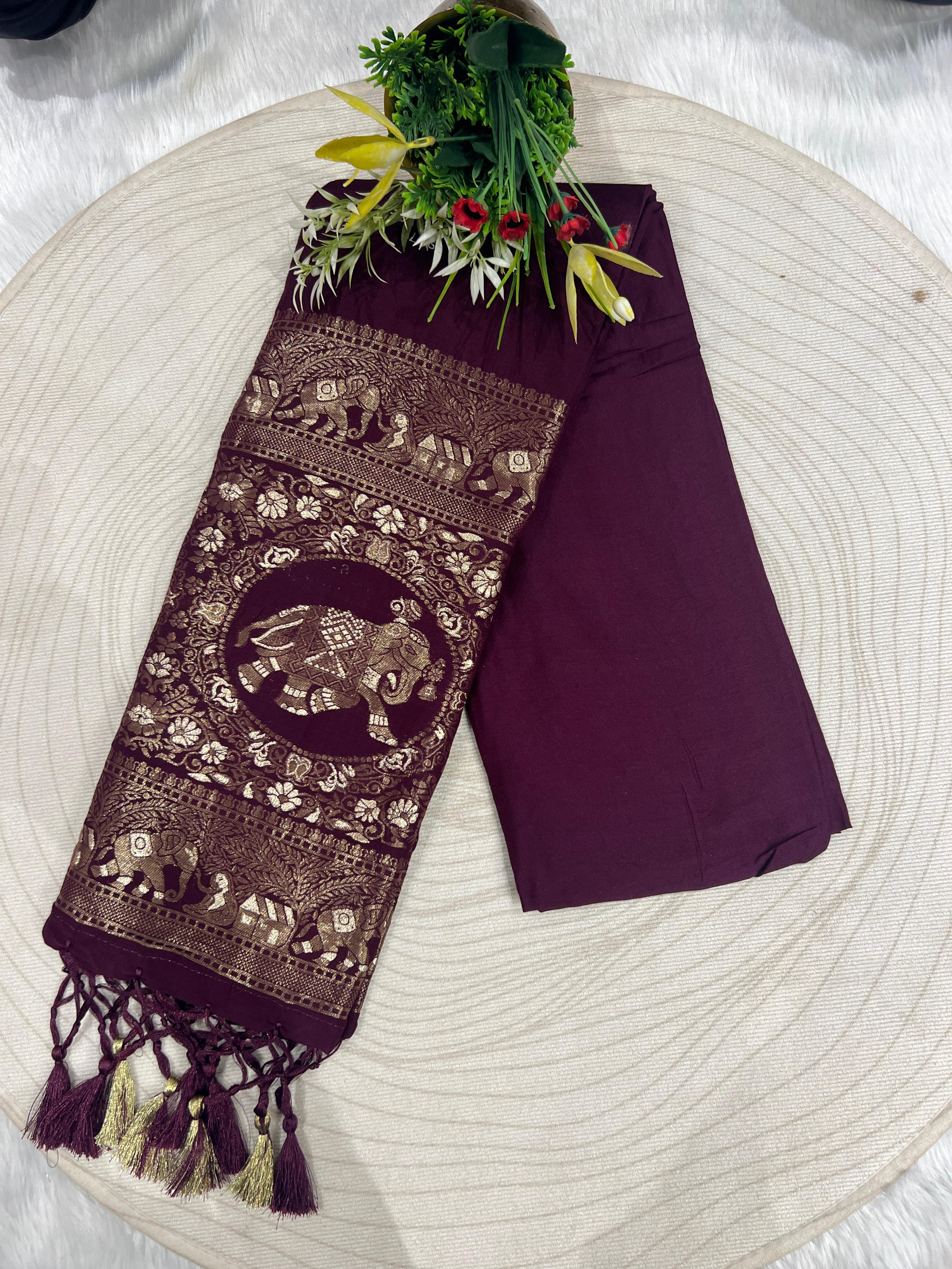 ✨ Gorgeous Soft Silk Saree with Designer Pallu & Shiny Work | Elegant Galaborder with Big Jula Latkan 💫