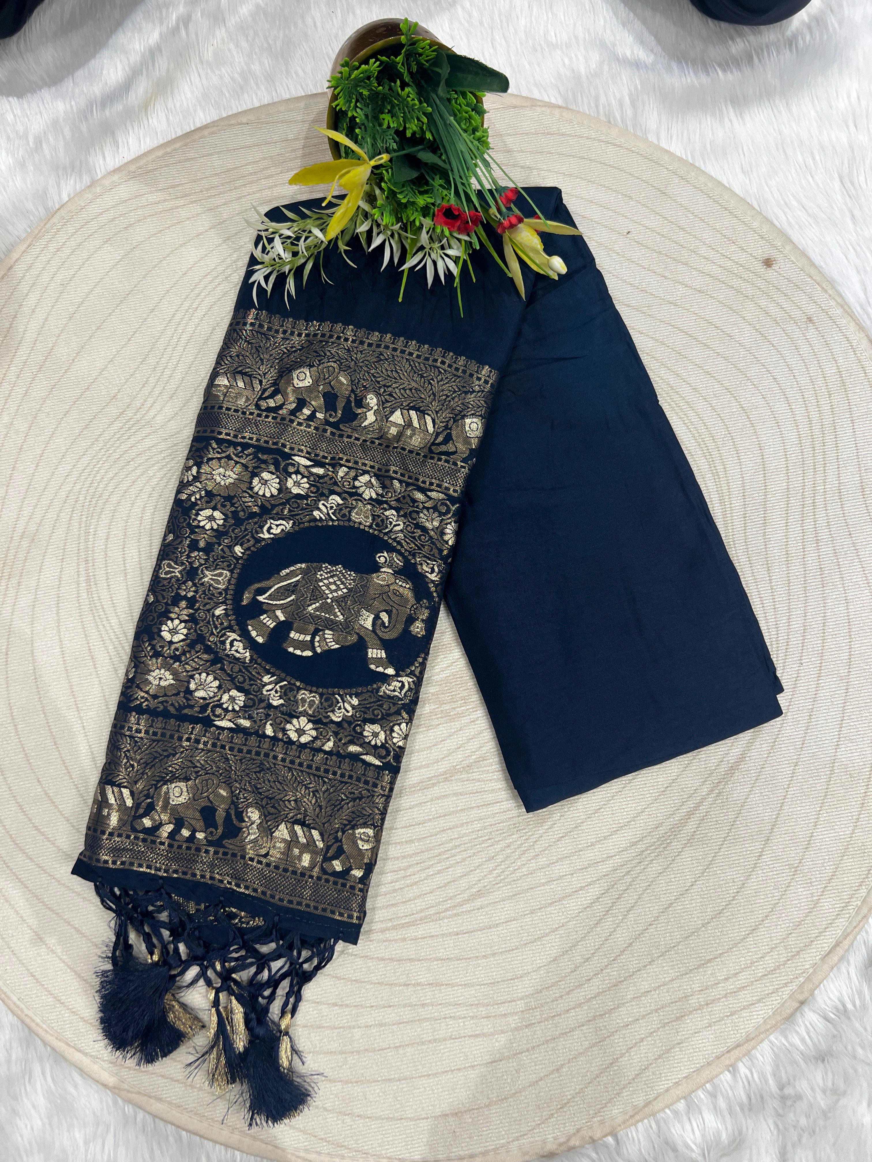 ✨ Gorgeous Soft Silk Saree with Designer Pallu & Shiny Work | Elegant Galaborder with Big Jula Latkan 💫
