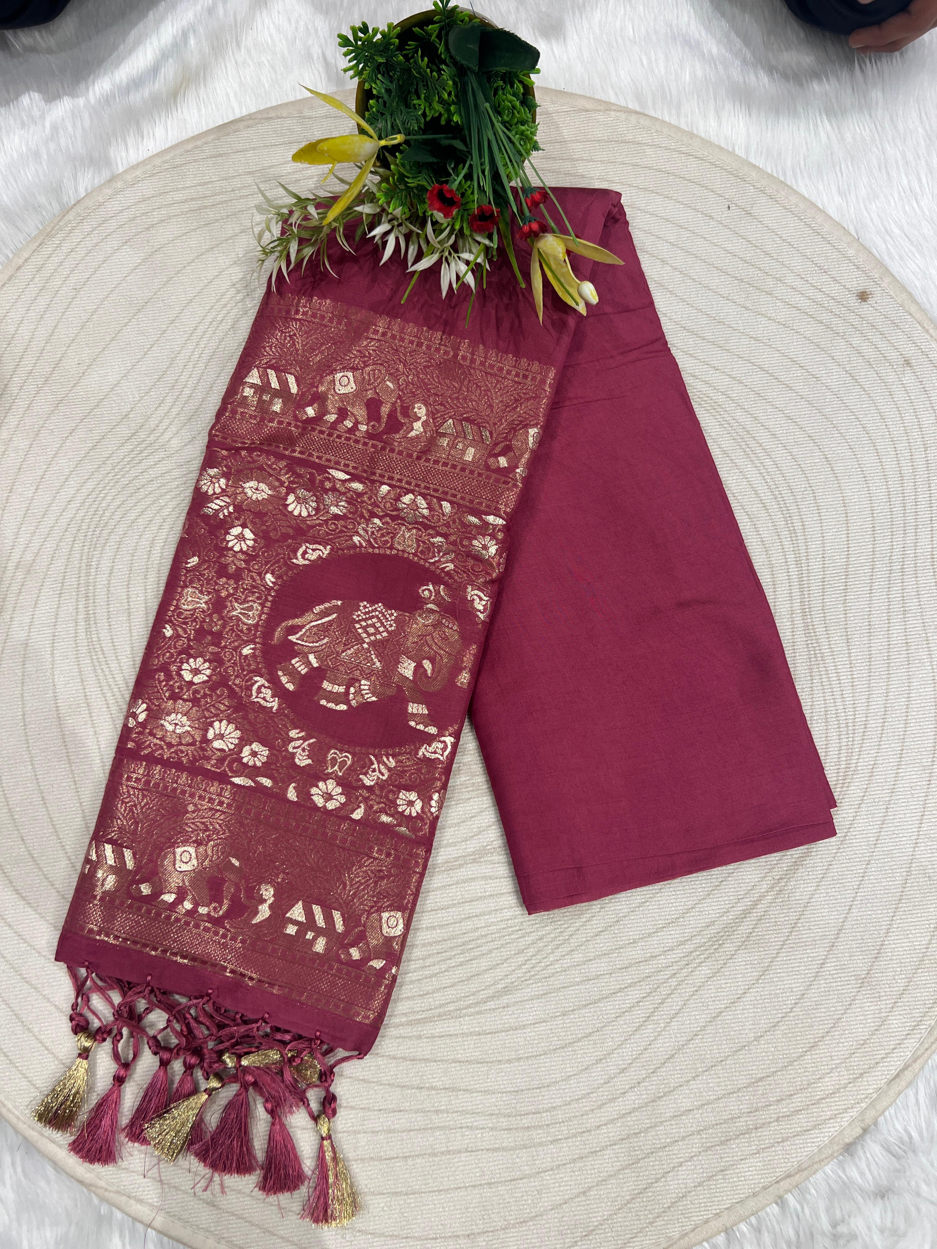 ✨ Gorgeous Soft Silk Saree with Designer Pallu & Shiny Work | Elegant Galaborder with Big Jula Latkan 💫