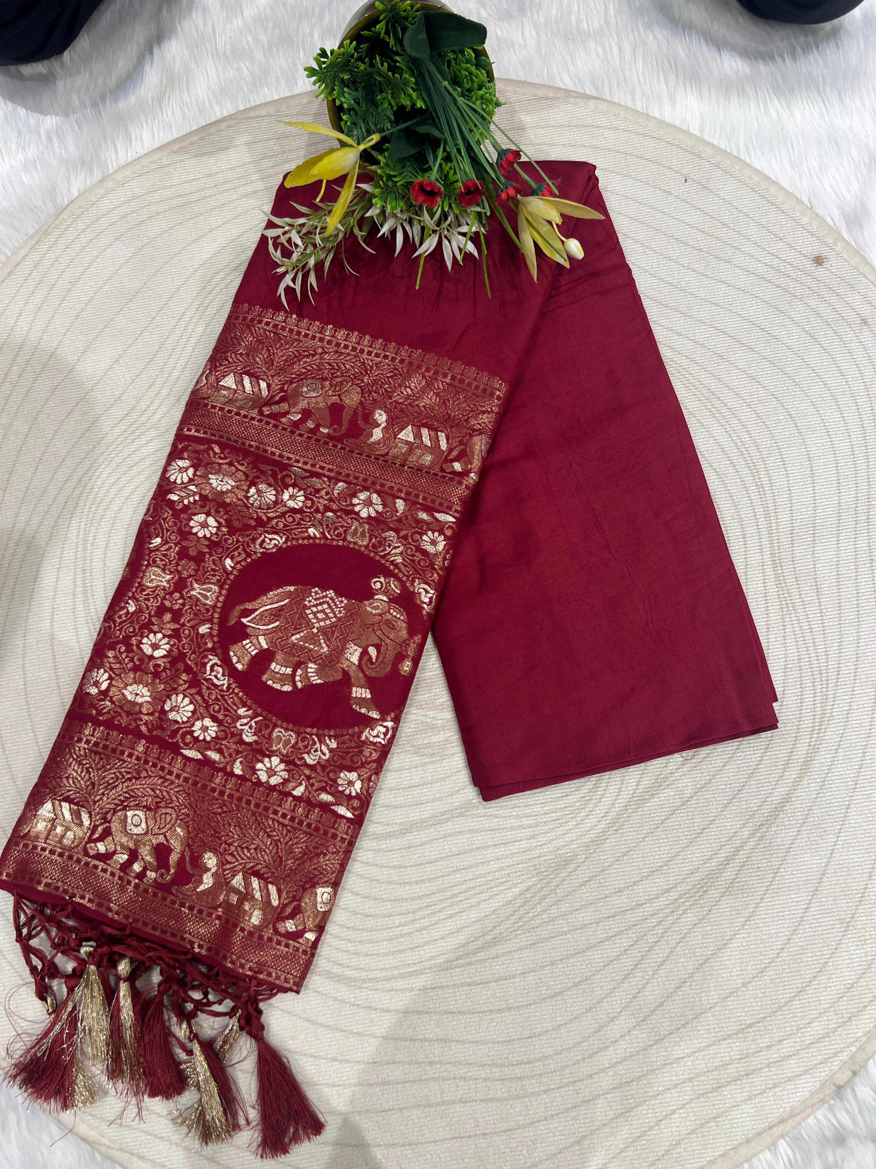 ✨ Gorgeous Soft Silk Saree with Designer Pallu & Shiny Work | Elegant Galaborder with Big Jula Latkan 💫
