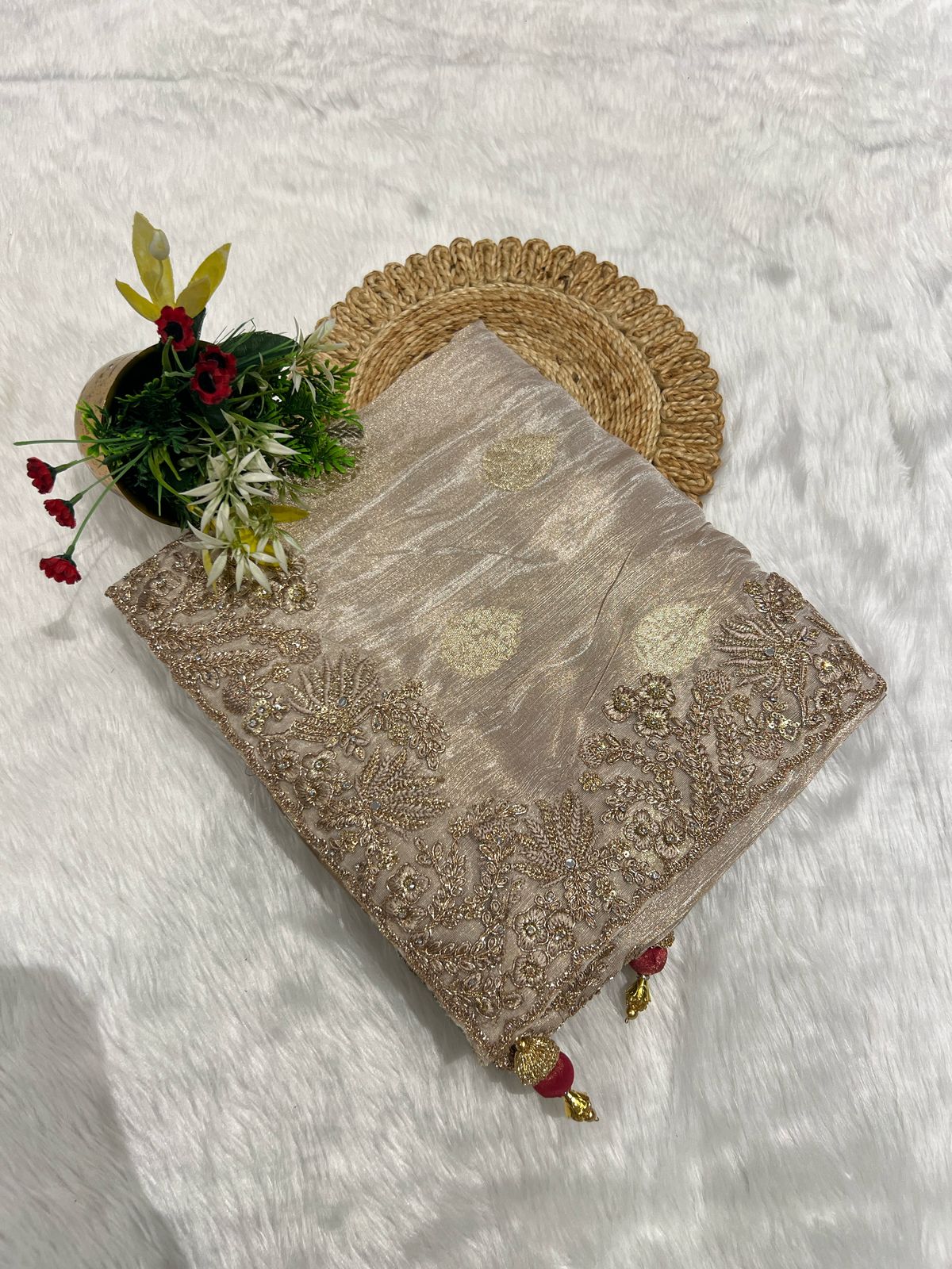 ✨ Fancy Organza Saree for Partywear 💃 | Designer Border Work 🪡 | Full Work Blouse Included 👗 | Elegant & Trendy Look 🌸
