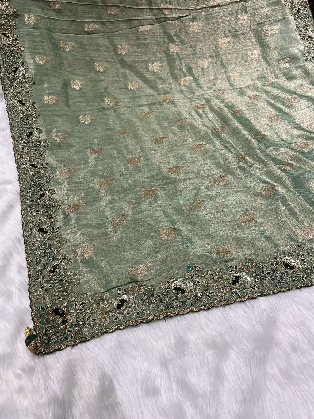 ✨ Fancy Organza Saree for Partywear 💃 | Designer Border Work 🪡 | Full Work Blouse Included 👗 | Elegant & Trendy Look 🌸