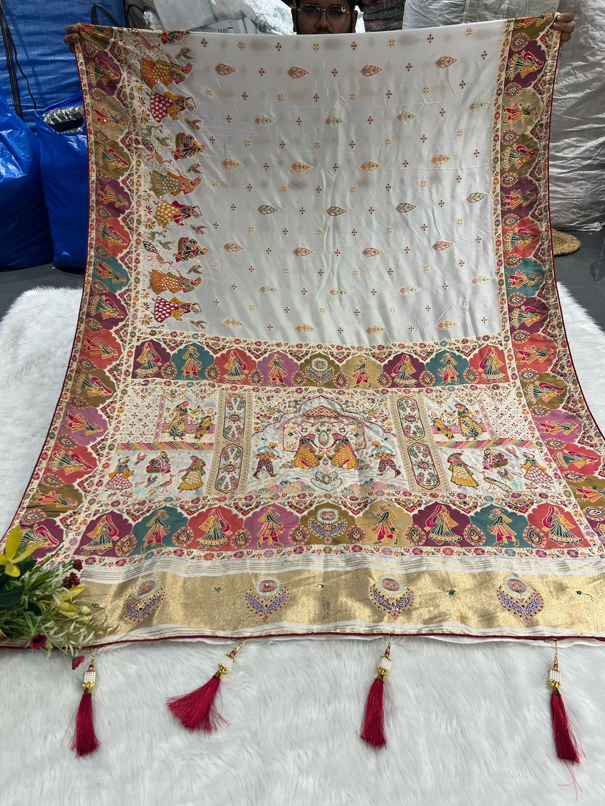 ✨ Cotton Silk Pashmina Saree with Lagdi Patto 💫 | Heavy Pallu & Latkan 💃 | Traditional Border & Bottom Design 🌸