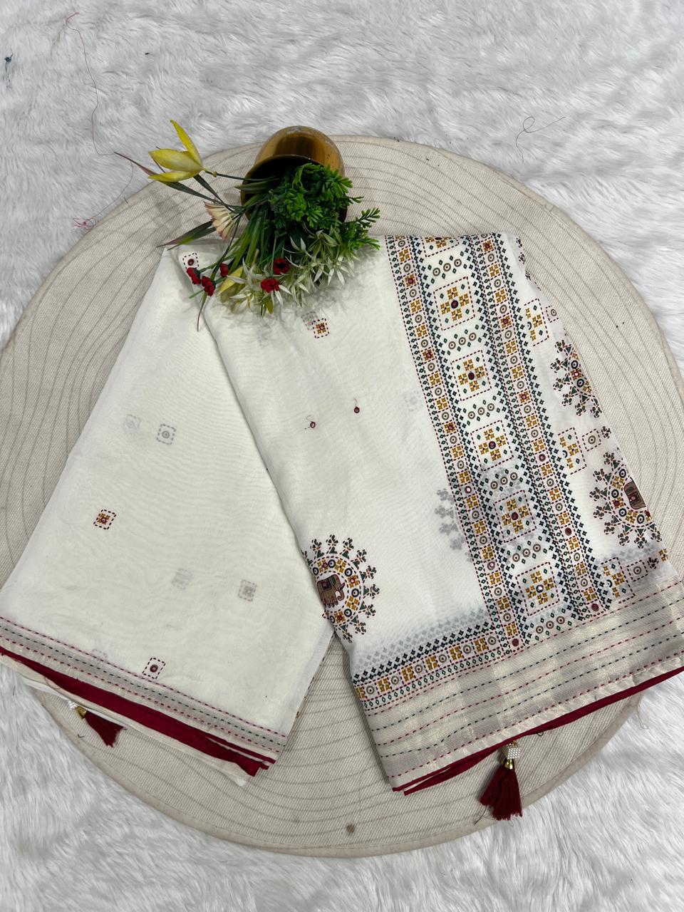 ✨ Pure Tissue Silk Saree with Jari Work & Patola Mirror Design 💎 | Royal Traditional Look 👑 | Trending Ethnic Wear Gujarat 🇮🇳