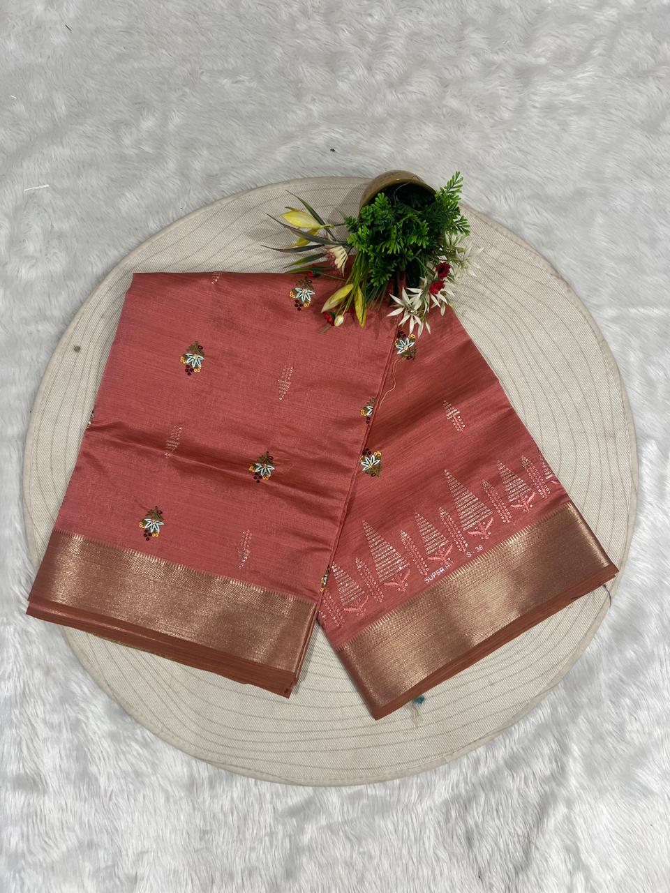 🌿 Elegant Cotton Silk Saree with Tree & Artistic Pallu Work | Simple Yet Stunning Look ✨ | Traditional Wear for Women 🌸