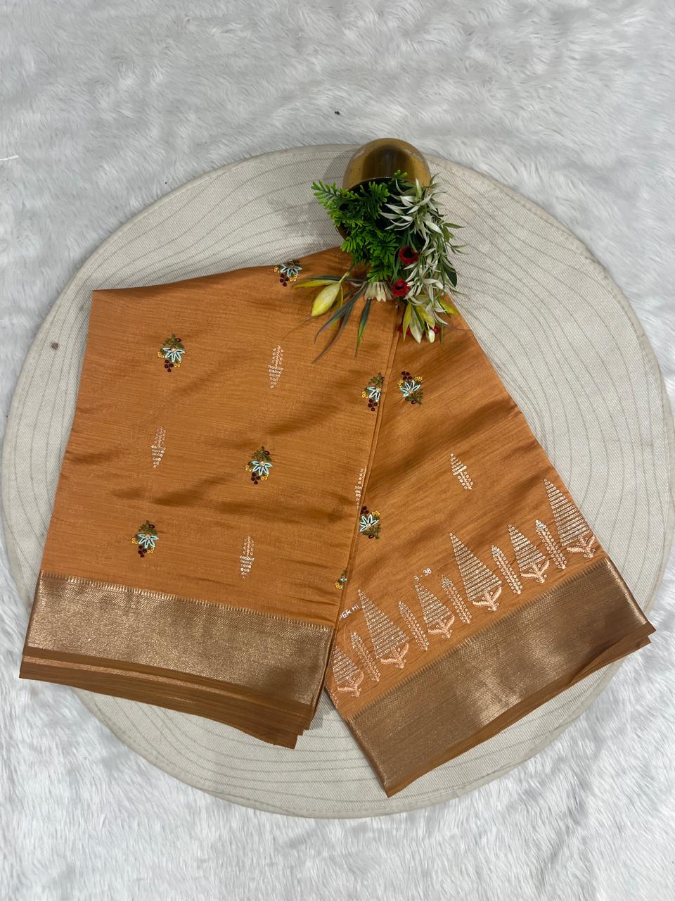 🌿 Elegant Cotton Silk Saree with Tree & Artistic Pallu Work | Simple Yet Stunning Look ✨ | Traditional Wear for Women 🌸