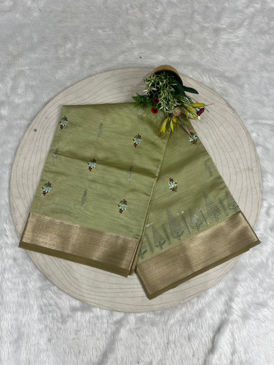 🌿 Elegant Cotton Silk Saree with Tree & Artistic Pallu Work | Simple Yet Stunning Look ✨ | Traditional Wear for Women 🌸