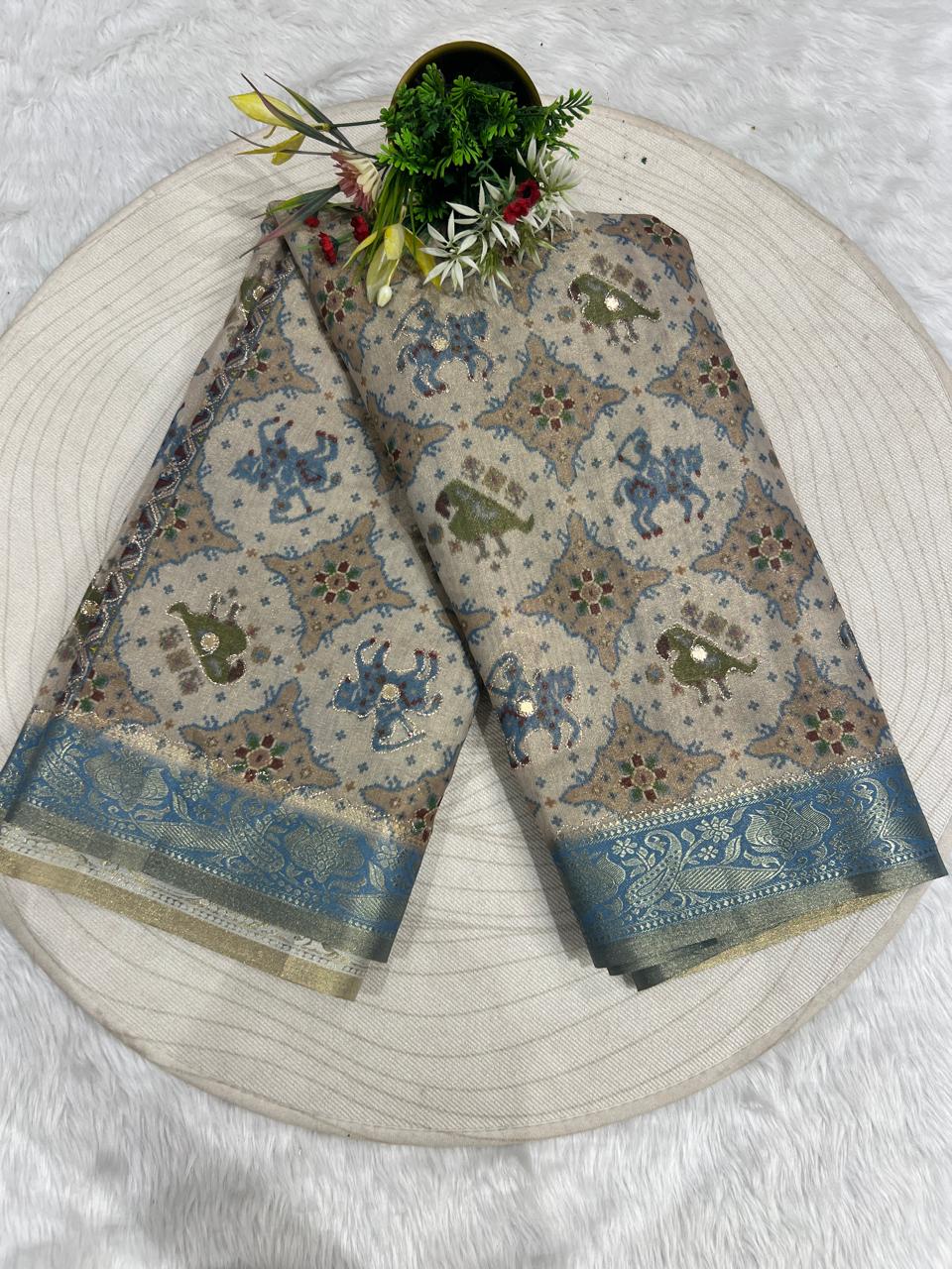✨ Pure Tissue Silk Saree with Jari Work & Patola Mirror Design 💎 | Royal Traditional Look 👑 | Trending Ethnic Wear Gujarat 🇮🇳
