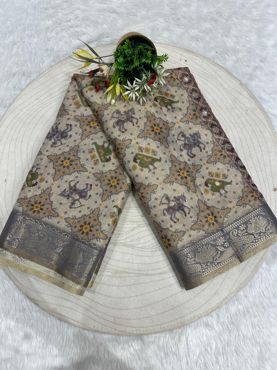 ✨ Pure Tissue Silk Saree with Jari Work & Patola Mirror Design 💎 | Royal Traditional Look 👑 | Trending Ethnic Wear Gujarat 🇮🇳