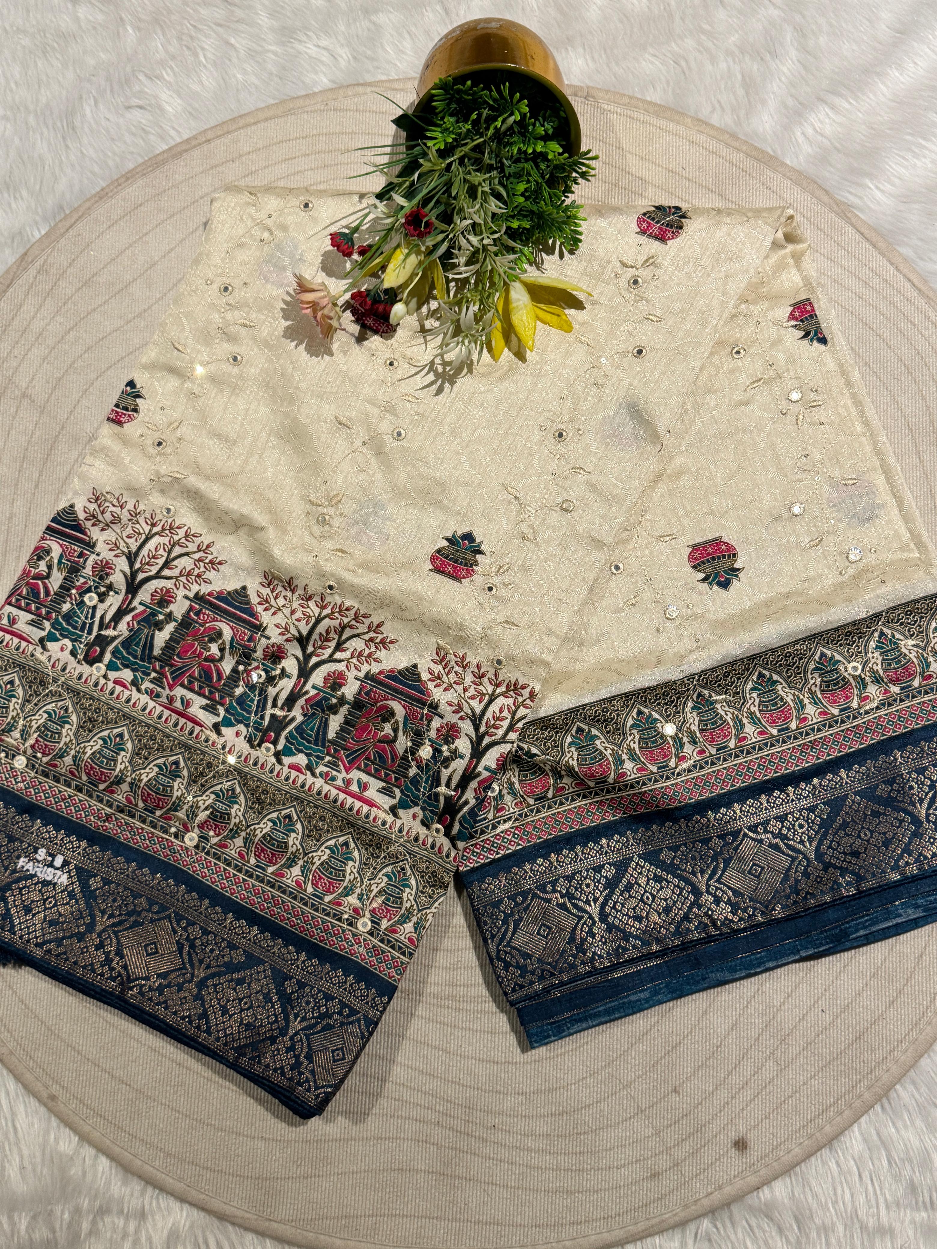 💫 Elegant Pashmina Saree with Vadivela Design, Golden & Mirror Work ✨ | Budget-Friendly Beauty 💸 | Trending in Gujarat & India 🇮🇳