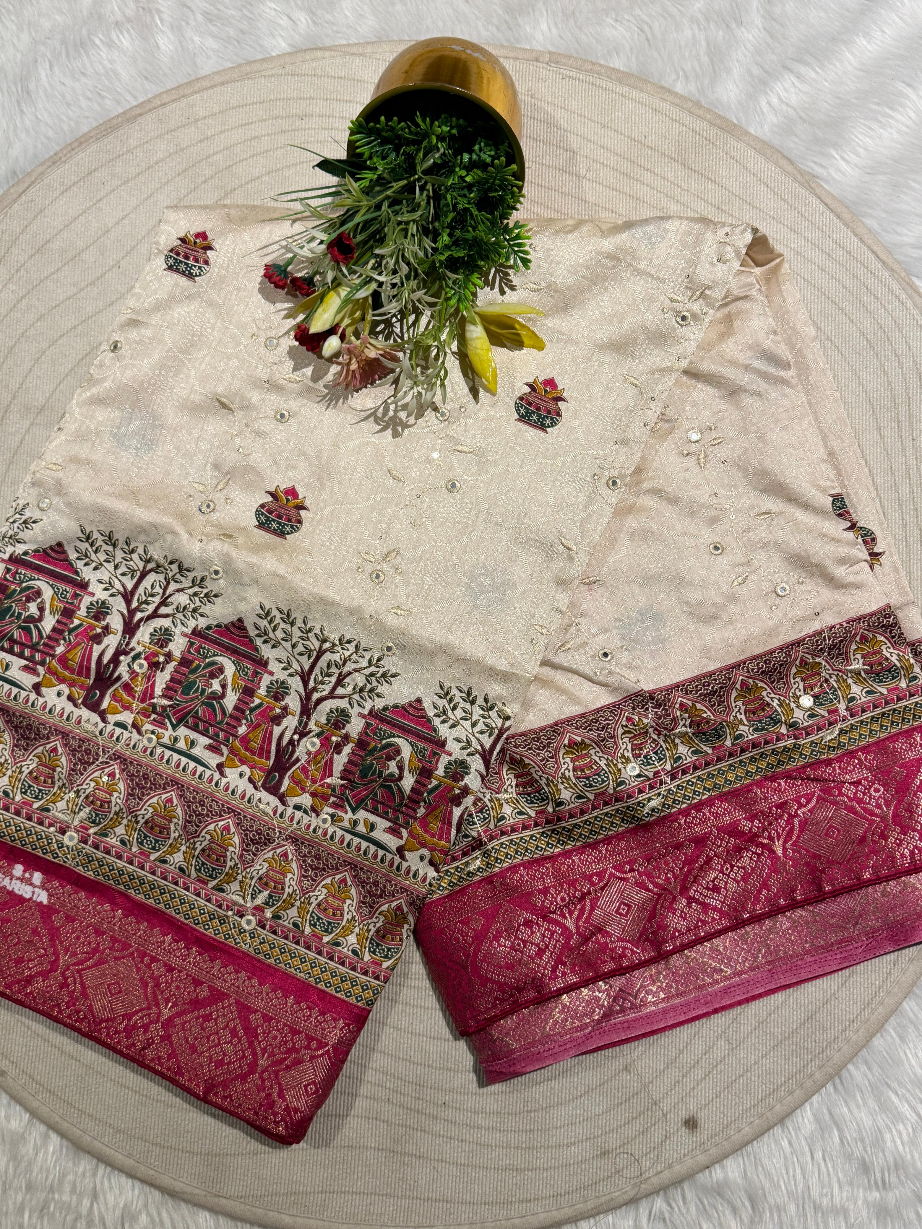 💫 Elegant Pashmina Saree with Vadivela Design, Golden & Mirror Work ✨ | Budget-Friendly Beauty 💸 | Trending in Gujarat & India 🇮🇳