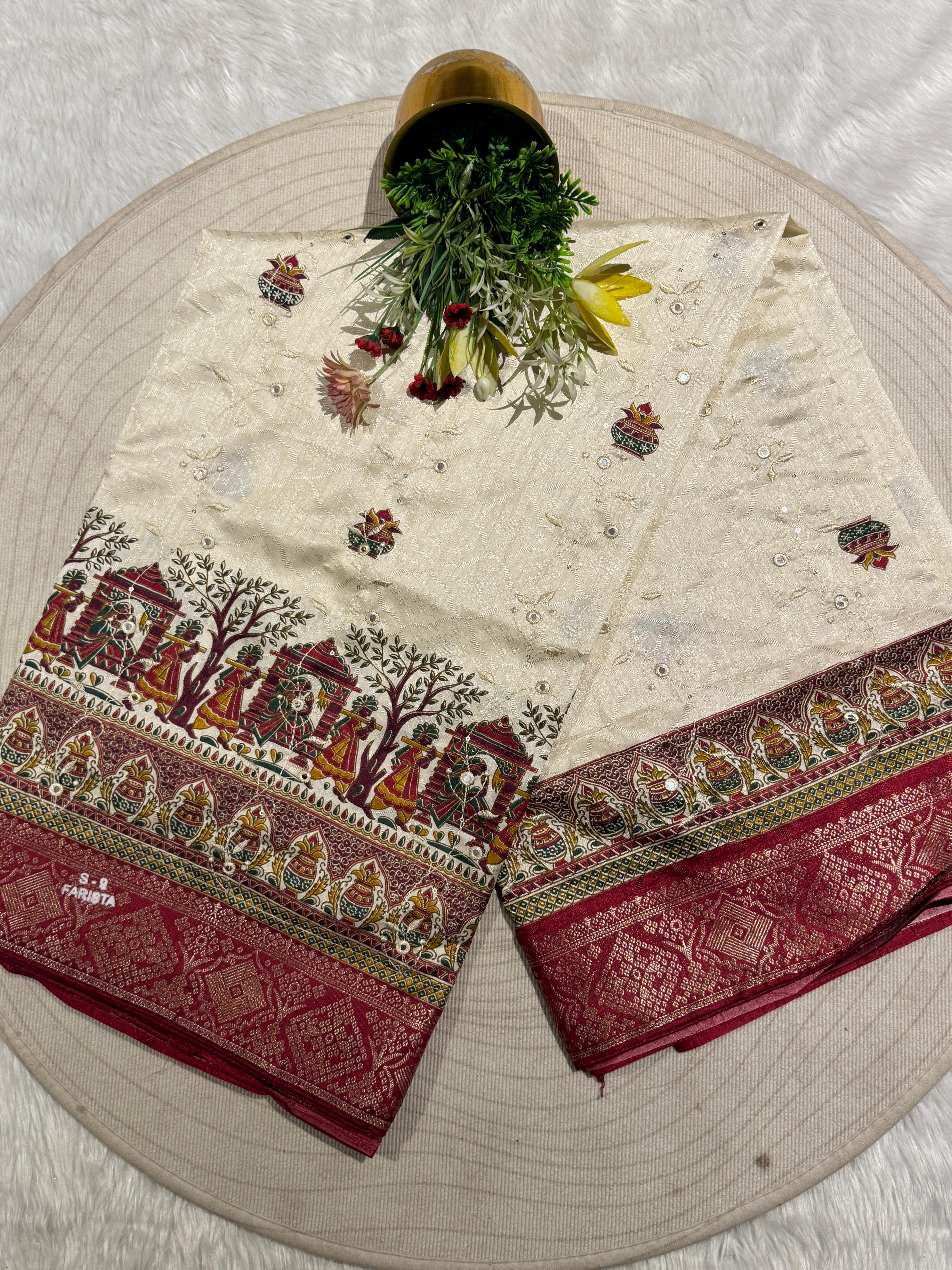 💫 Elegant Pashmina Saree with Vadivela Design, Golden & Mirror Work ✨ | Budget-Friendly Beauty 💸 | Trending in Gujarat & India 🇮🇳
