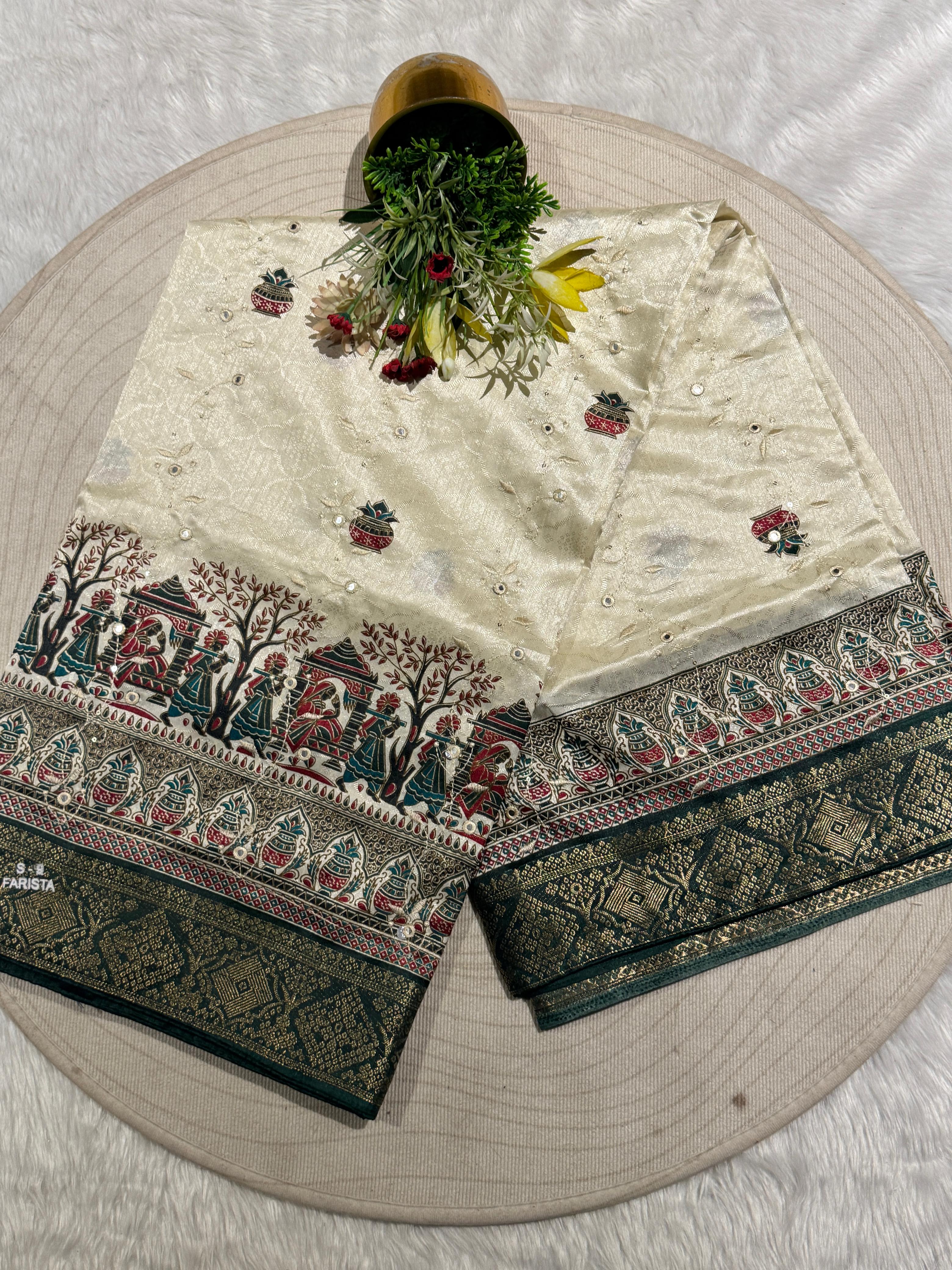 💫 Elegant Pashmina Saree with Vadivela Design, Golden & Mirror Work ✨ | Budget-Friendly Beauty 💸 | Trending in Gujarat & India 🇮🇳
