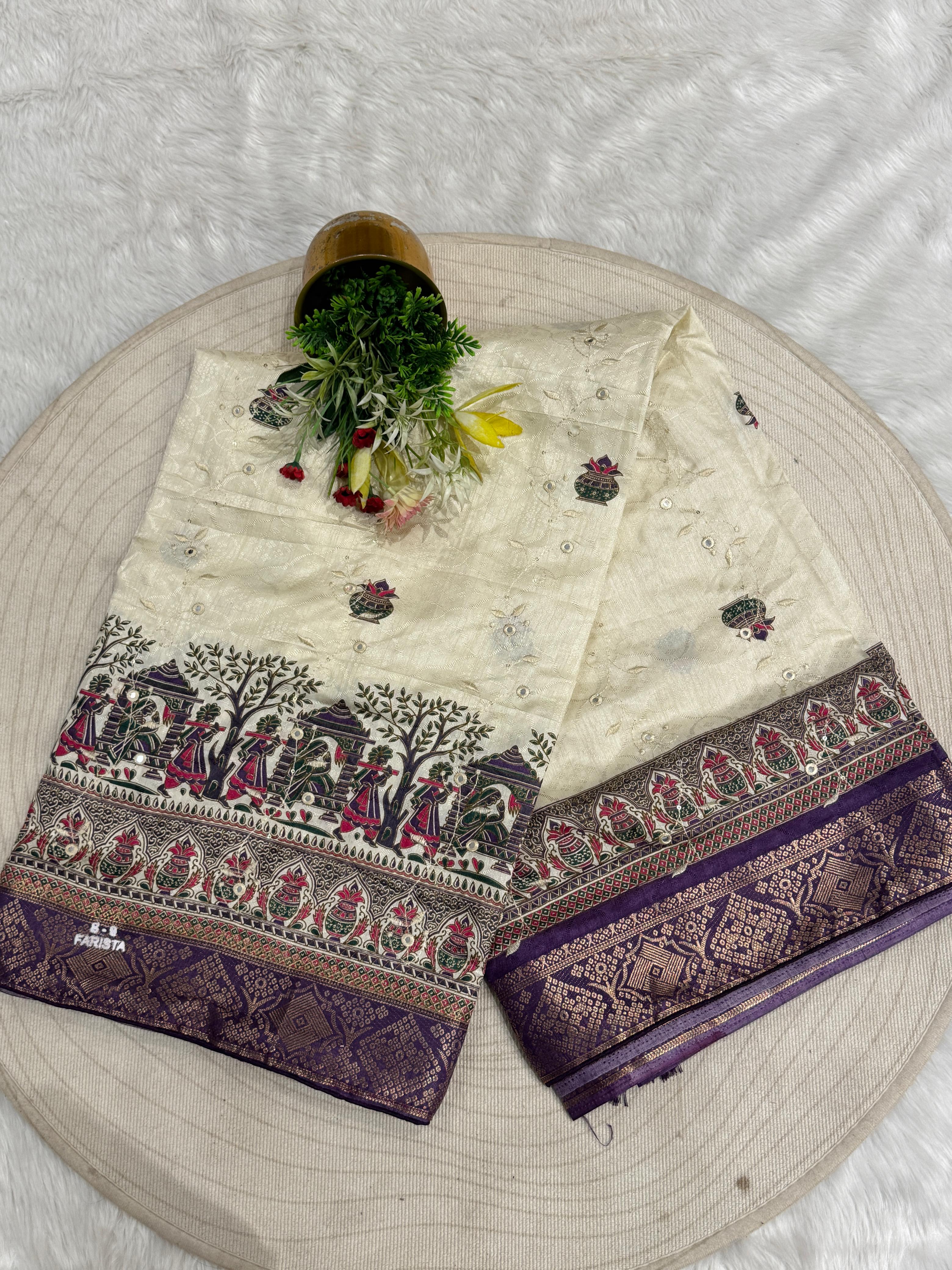 💫 Elegant Pashmina Saree with Vadivela Design, Golden & Mirror Work ✨ | Budget-Friendly Beauty 💸 | Trending in Gujarat & India 🇮🇳