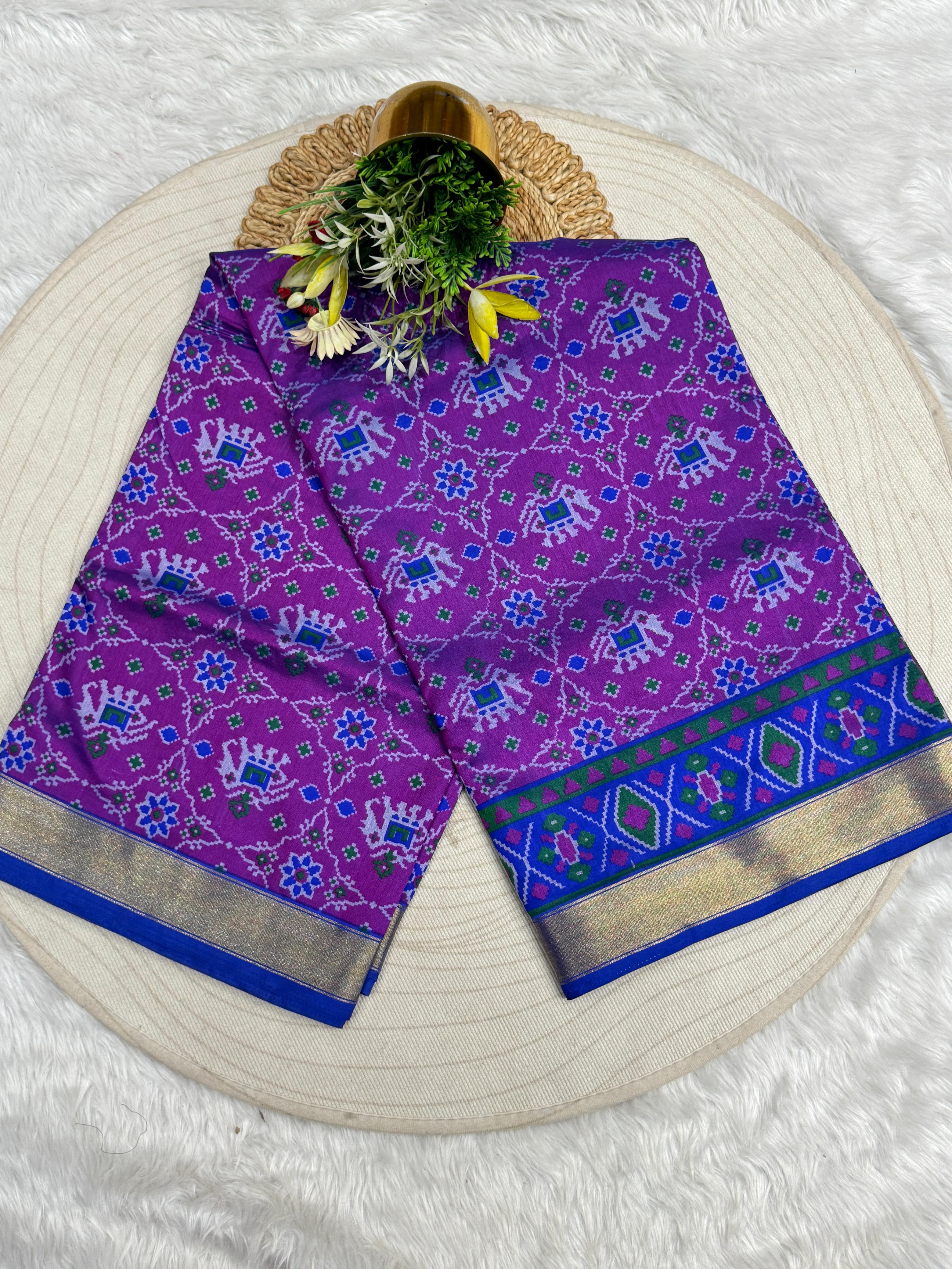 💙 Elegant Blue Patola Silk Saree 🐘🦜 | Animal & Bird Design | Budget Friendly | Gujarati Traditional Wear 🌸