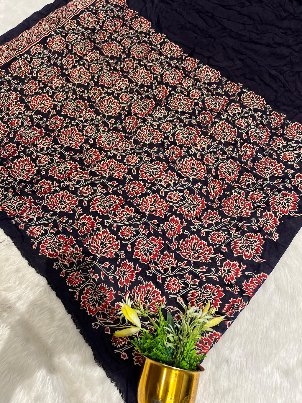 🧵 Elegant Maroon Ajrakh Print Saree 🌸 | Pallu with Lagdi Patto 💫 | Gala Border Beauty 💃 | Gujarat’s Timeless Weave 🇮🇳