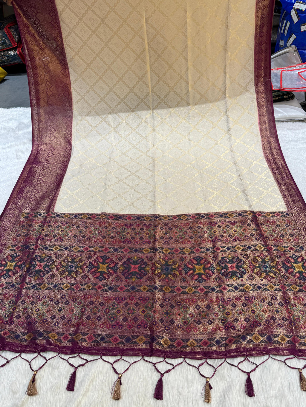 ✨ Dharmavaram Soft Silk Saree 💕 | Dual Tone Beauty 🌈 | Handwoven Pallu with Latkan 💫 | Festive Must-Have 🎉