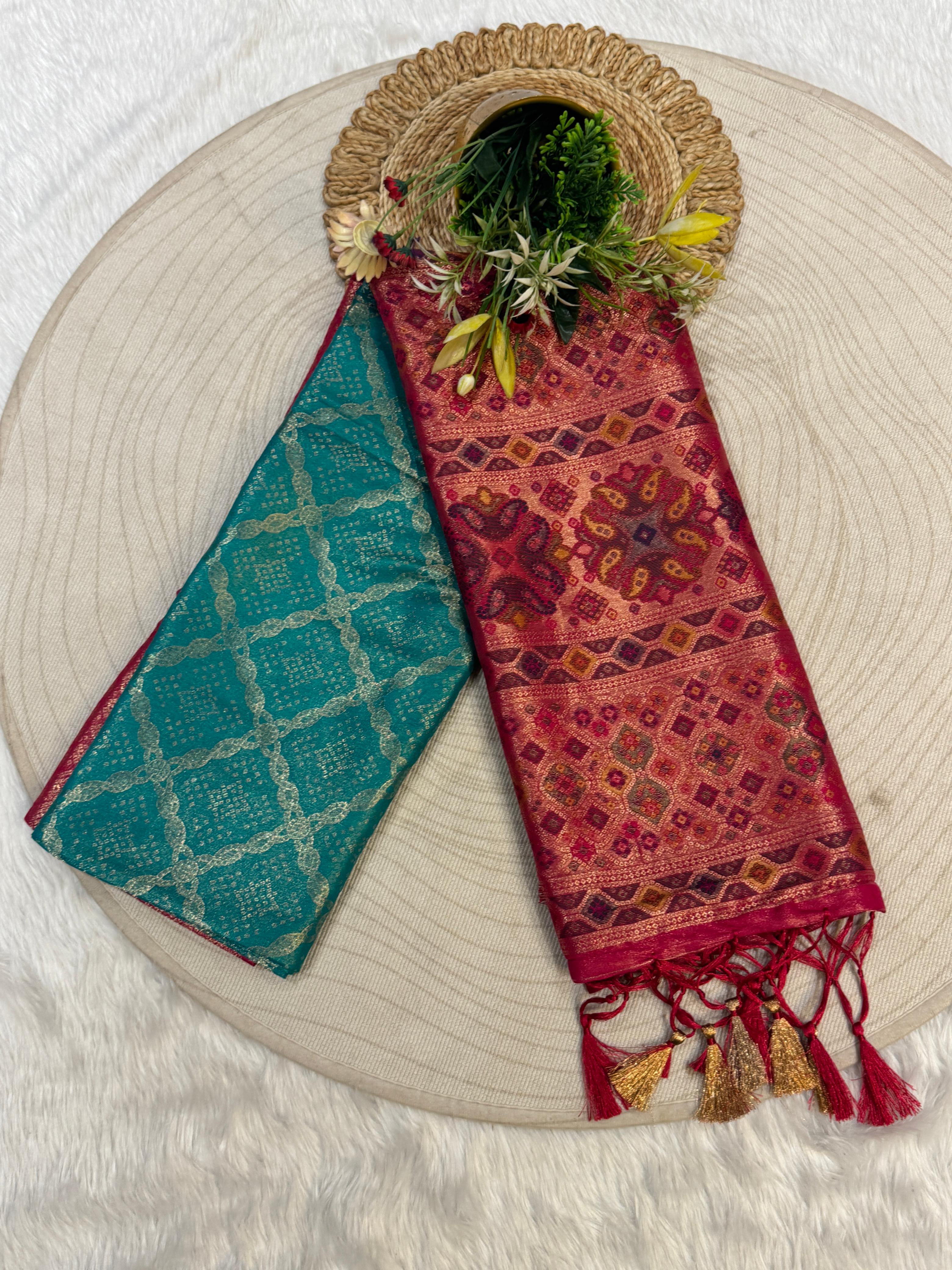 ✨ Dharmavaram Soft Silk Saree 💕 | Dual Tone Beauty 🌈 | Handwoven Pallu with Latkan 💫 | Festive Must-Have 🎉
