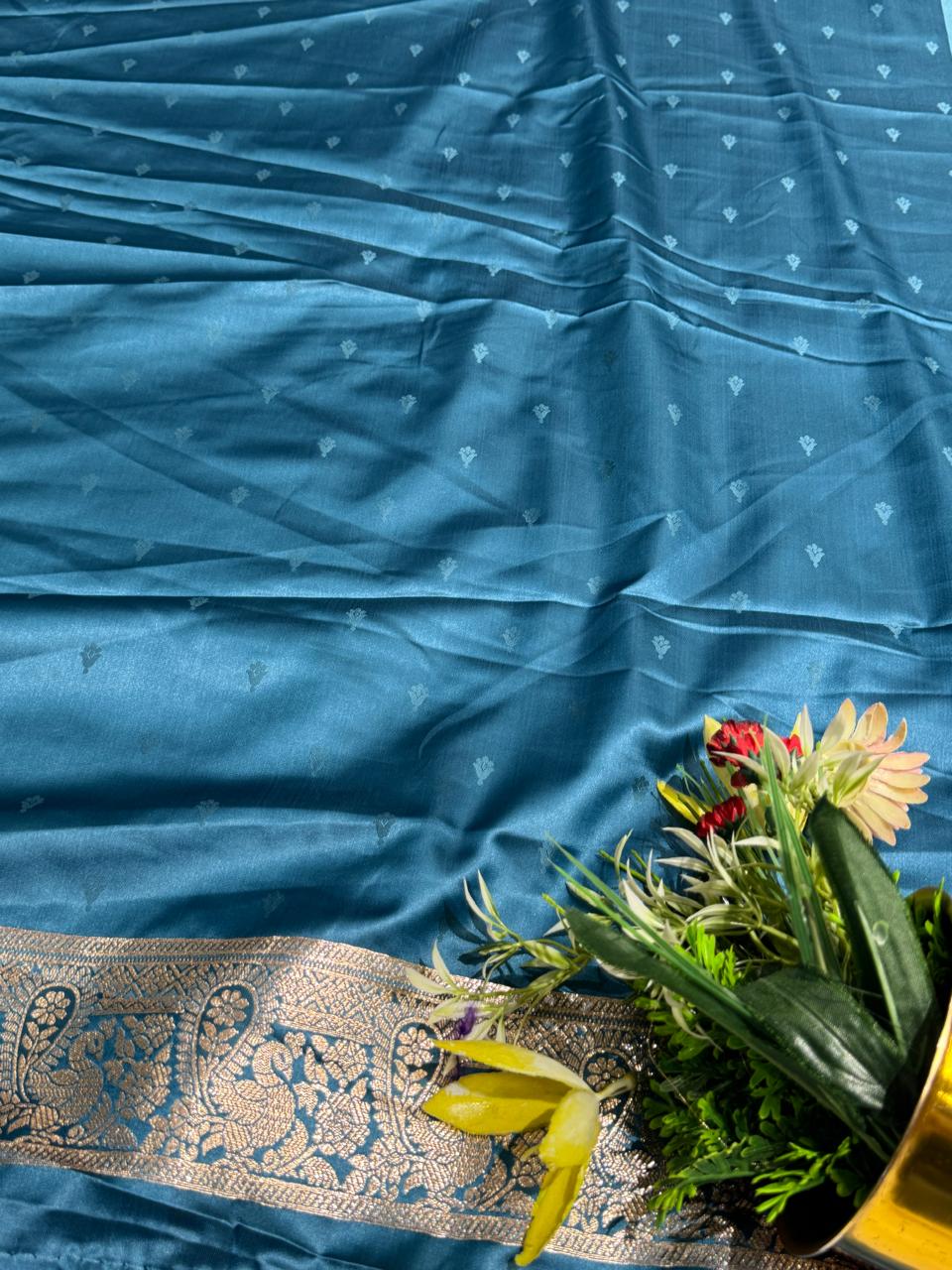 Elegant Pure Satin Silk Saree with Peacock Pallu Design 🦚 | Traditional Gujarati Style | Festive & Wedding Wear