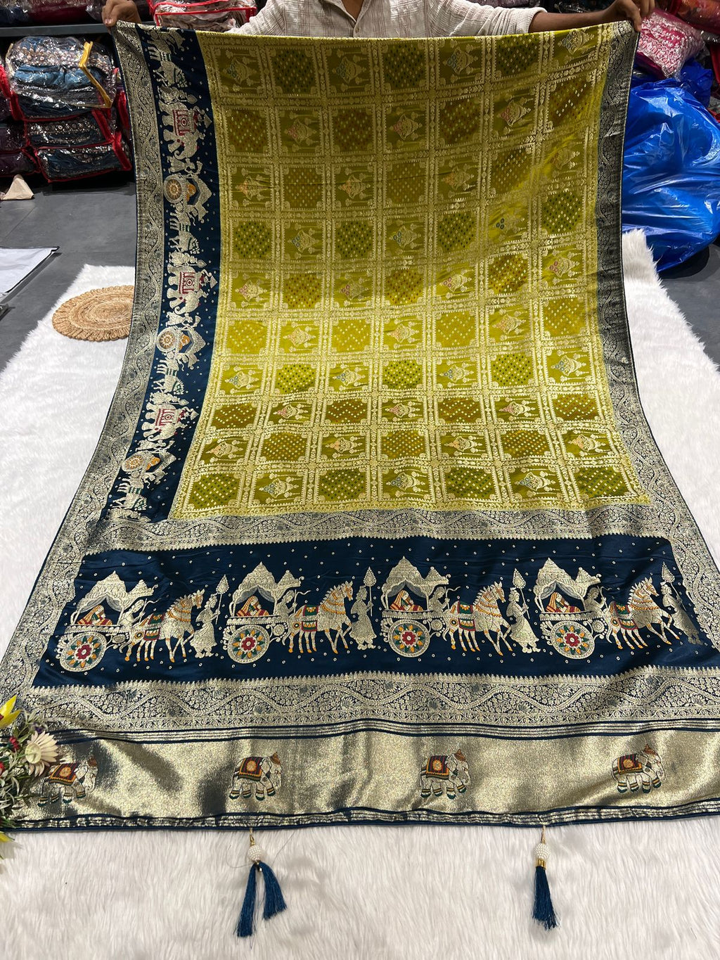 💫 Bandhani Gharchola Saree with Lagdi Patto & Latkan | Heavy Dual-Tone Pallu | Designer Border 🧵✨