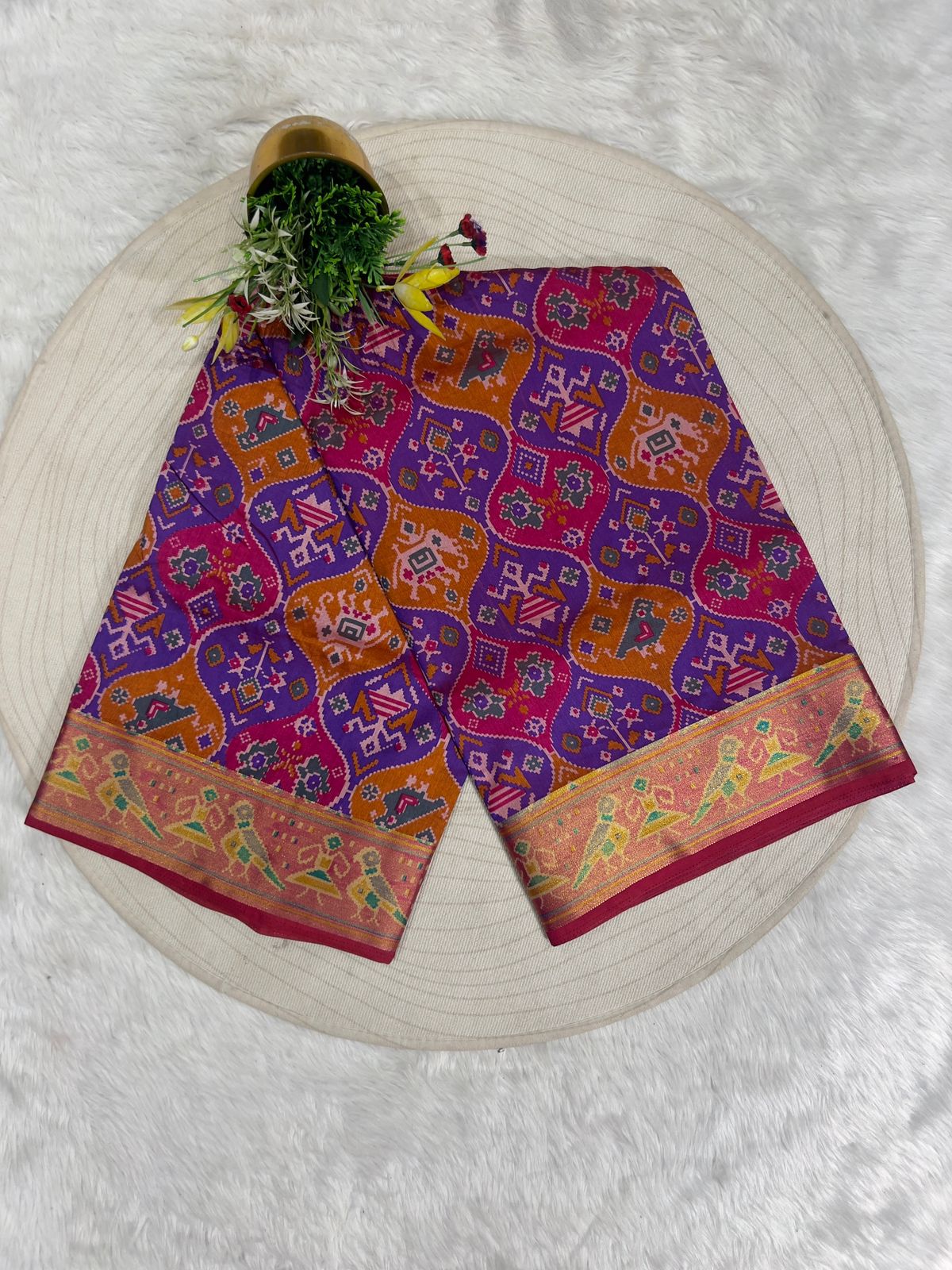 Shagun Patola Silk Saree 🦁🐦 | Animal & Bird Motif with Golden Border | Affordable Luxury