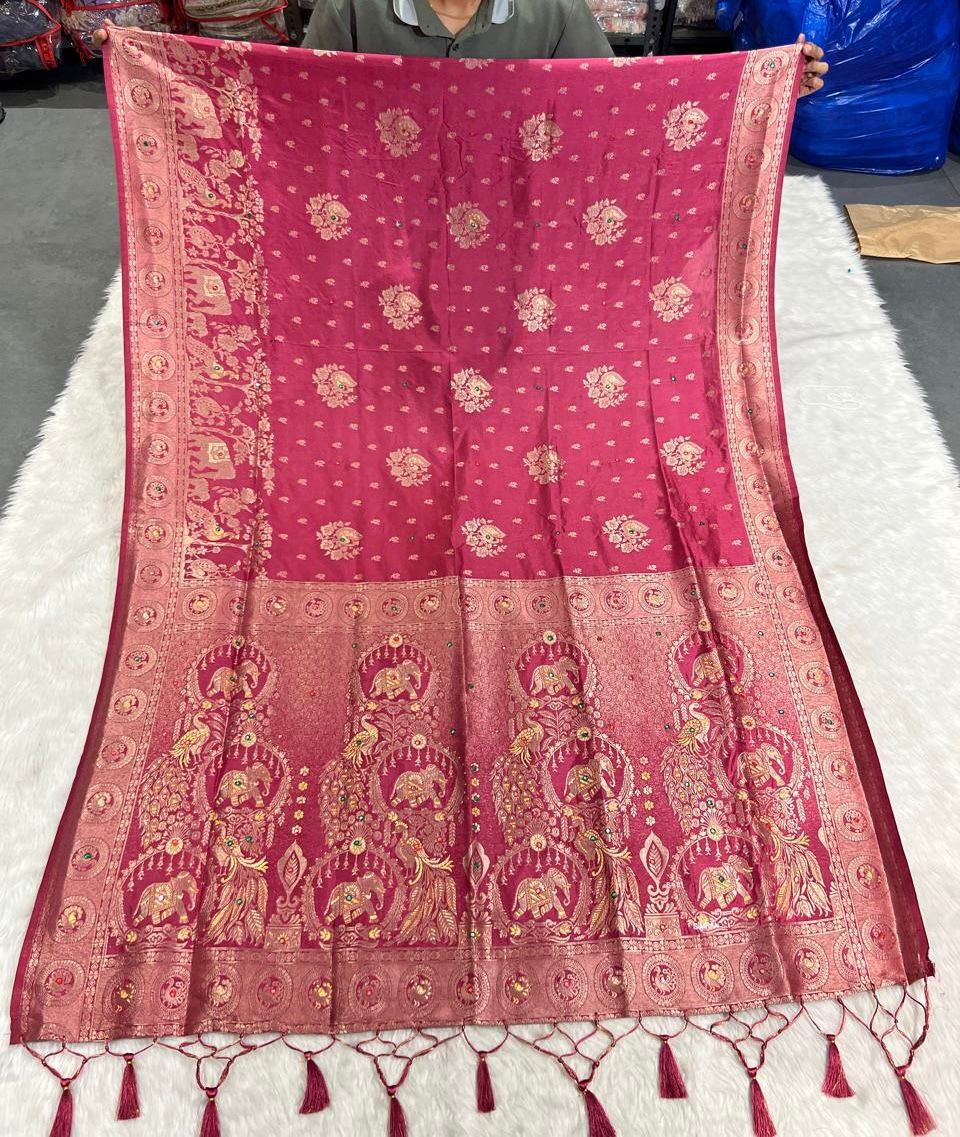 Peacock Design Heavy Work Saree 🦚 | Full Embroidered Pallu & Border 💫 | Party & Wedding Wear by Shagun Fashion