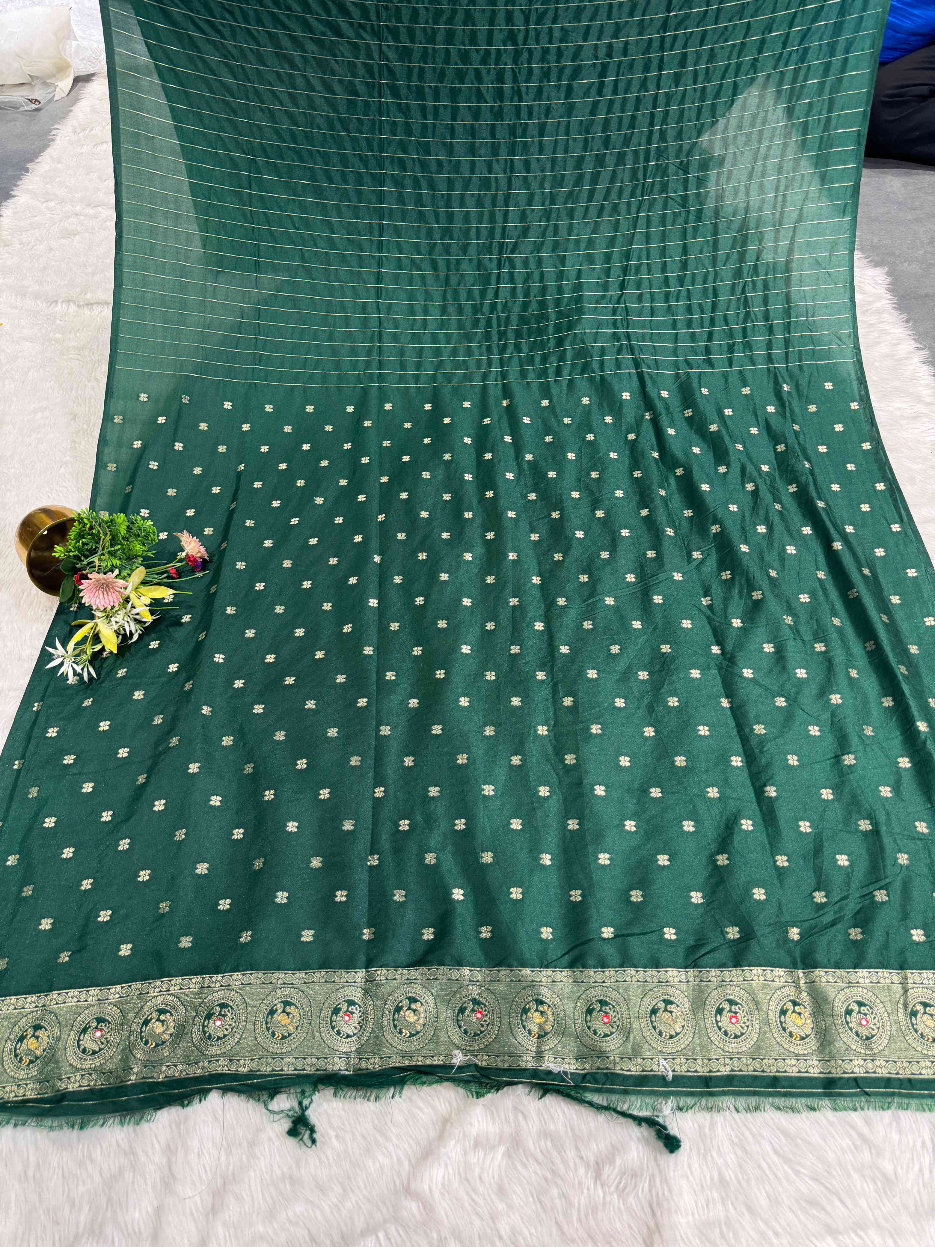Heavy Designer Silk Saree with Elephant Pallu & Peacock Border Work | Party Wear Saree by Shagun Fashion 🦚🐘✨