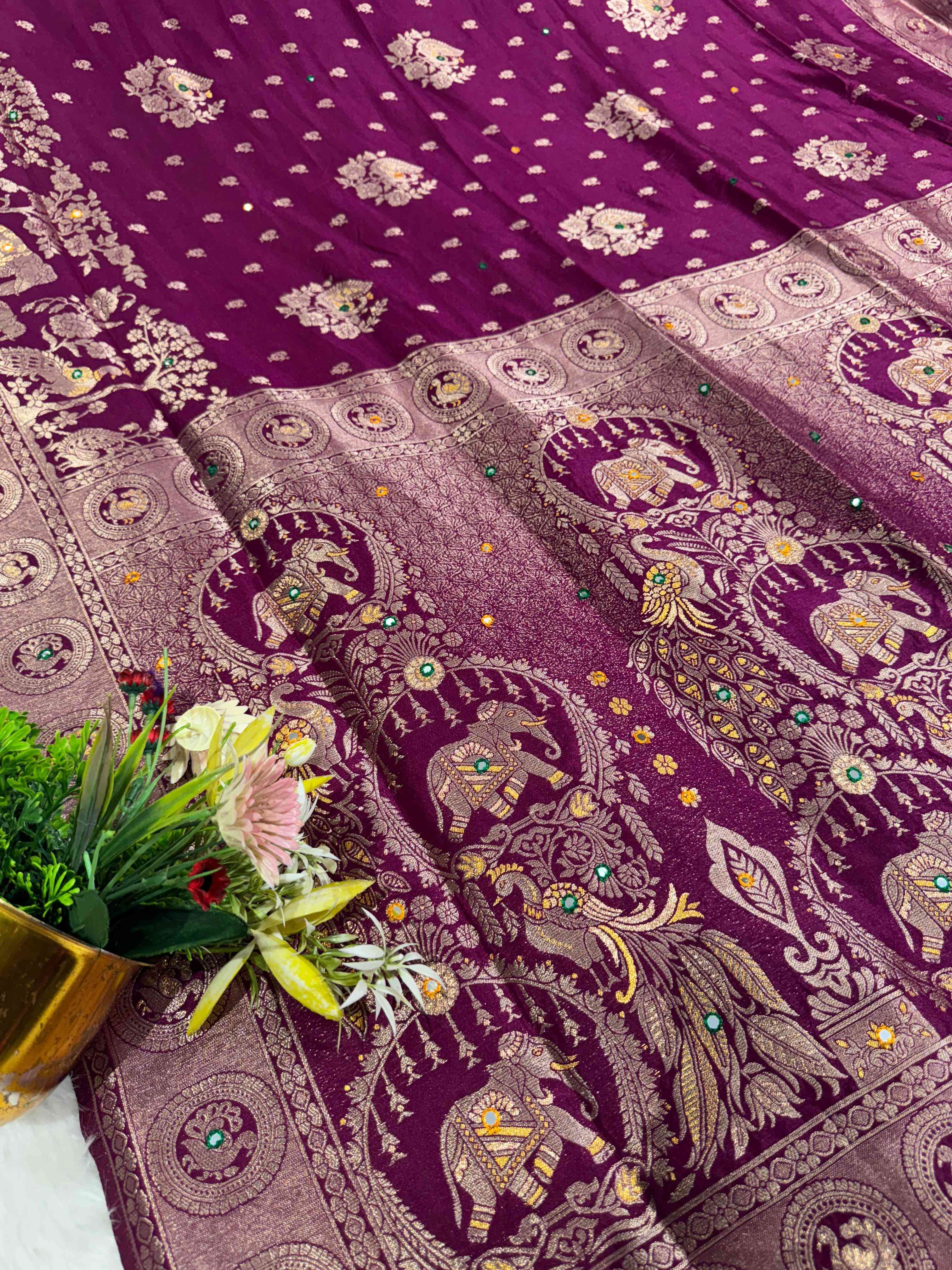 Heavy Designer Silk Saree with Elephant Pallu & Peacock Border Work | Party Wear Saree by Shagun Fashion 🦚🐘✨
