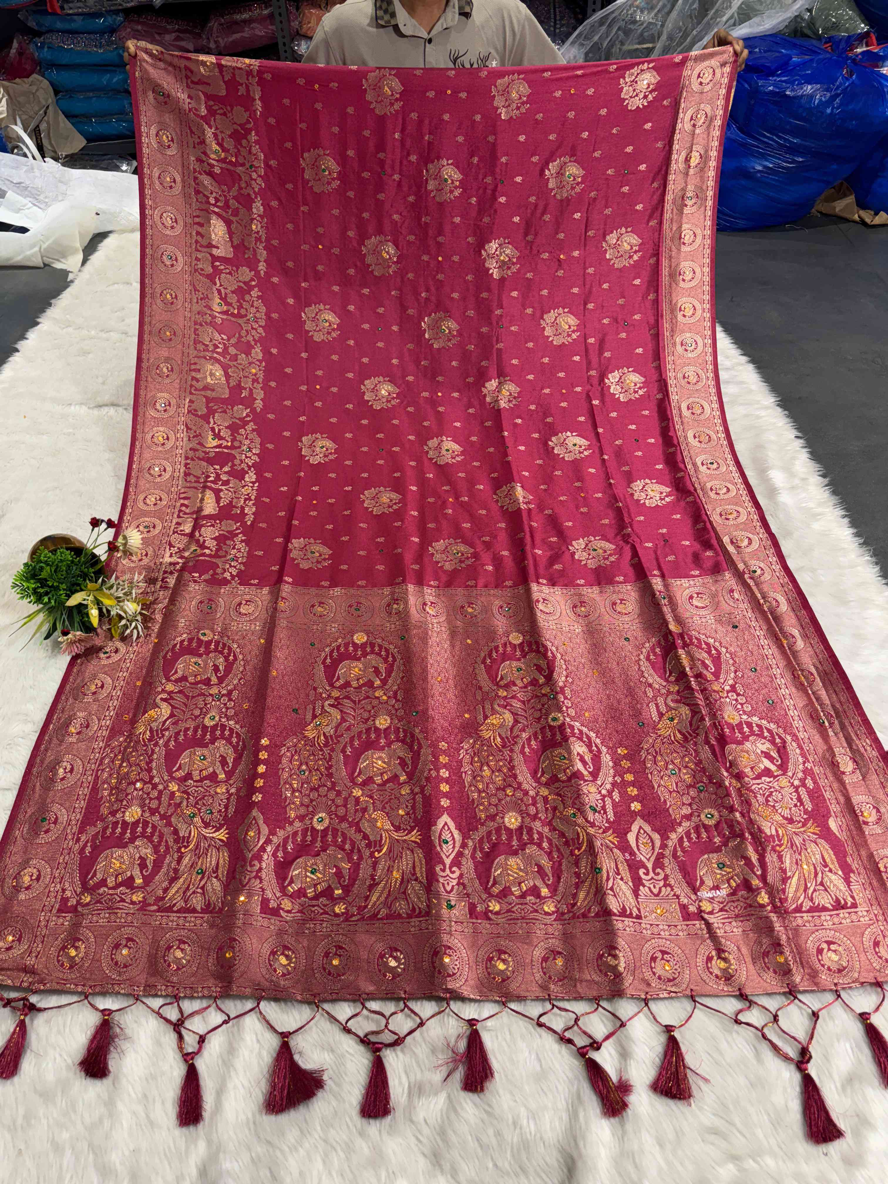 Heavy Designer Silk Saree with Elephant Pallu & Peacock Border Work | Party Wear Saree by Shagun Fashion 🦚🐘✨
