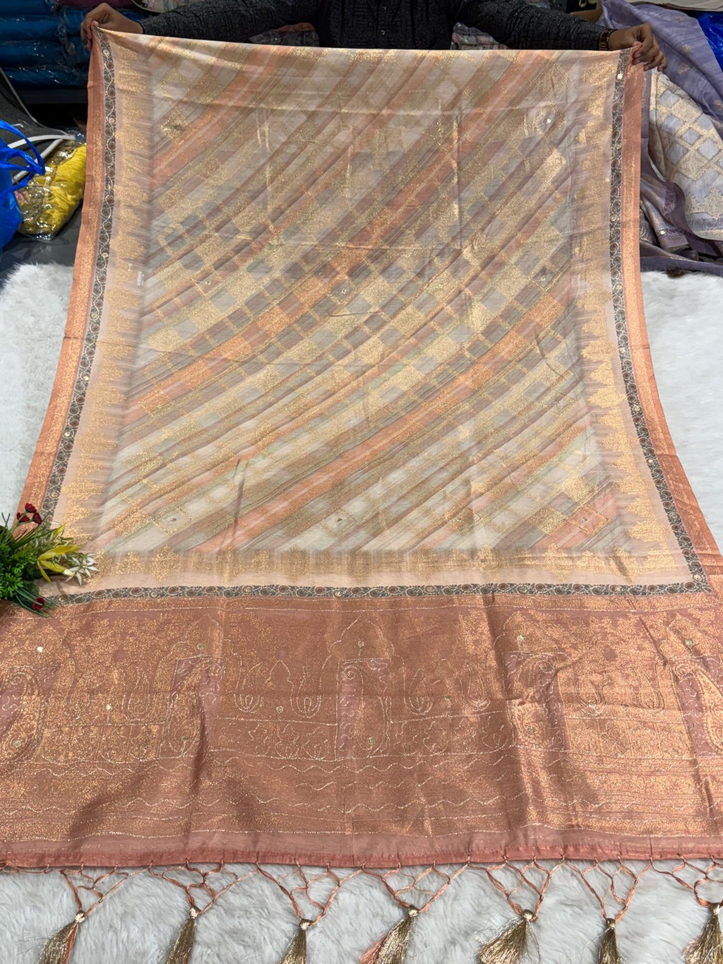 Luxury Organza Saree with Heavy Jari Work ✨ | Silky Tissue Designer Saree at ₹1850 | Shagun Sarees & Zankhi Boutique
