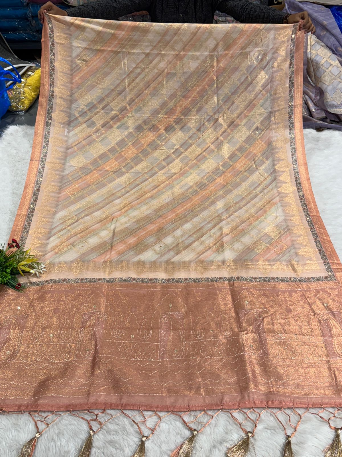 Luxury Organza Saree with Heavy Jari Work ✨ | Silky Tissue Designer Saree at ₹1850 | Shagun Sarees & Zankhi Boutique