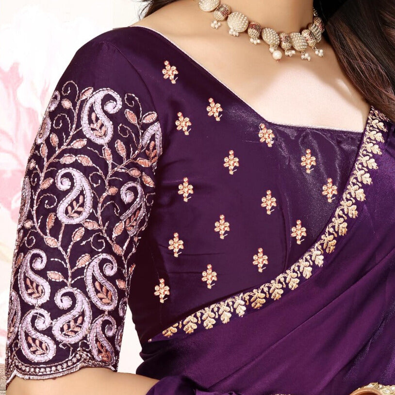 ✨ Premium Melbourne Satin Saree for Weddings & Parties – By Pankhu Fashion 💫