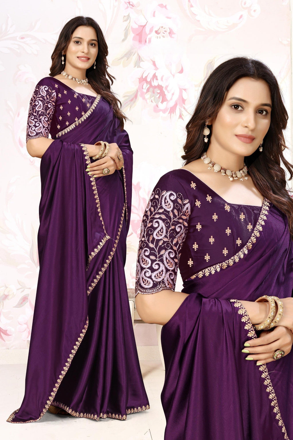 ✨ Premium Melbourne Satin Saree for Weddings & Parties – By Pankhu Fashion 💫