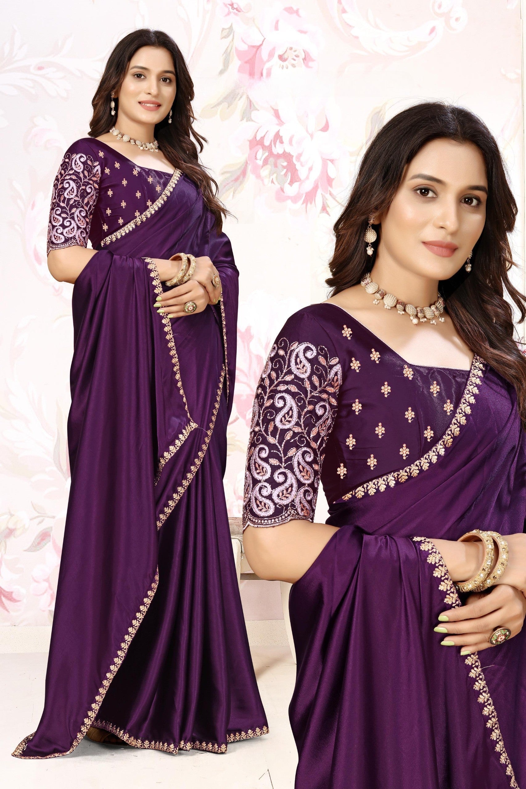 ✨ Premium Melbourne Satin Saree for Weddings & Parties – By Pankhu Fashion 💫