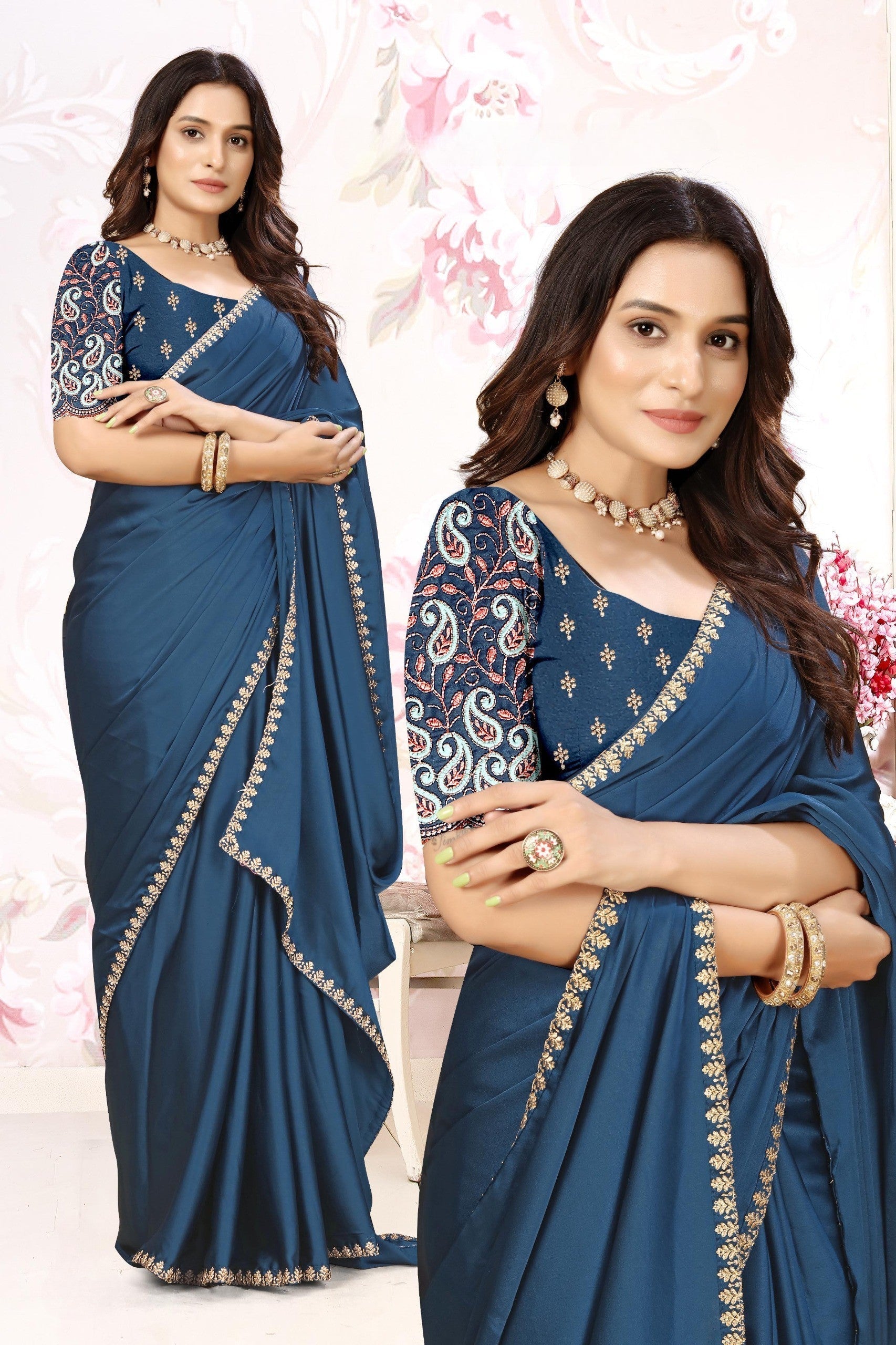 ✨ Premium Melbourne Satin Saree for Weddings & Parties – By Pankhu Fashion 💫