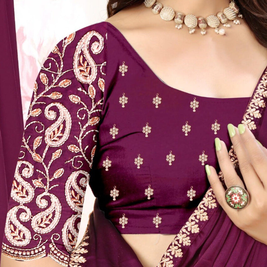 ✨ Premium Melbourne Satin Saree for Weddings & Parties – By Pankhu Fashion 💫