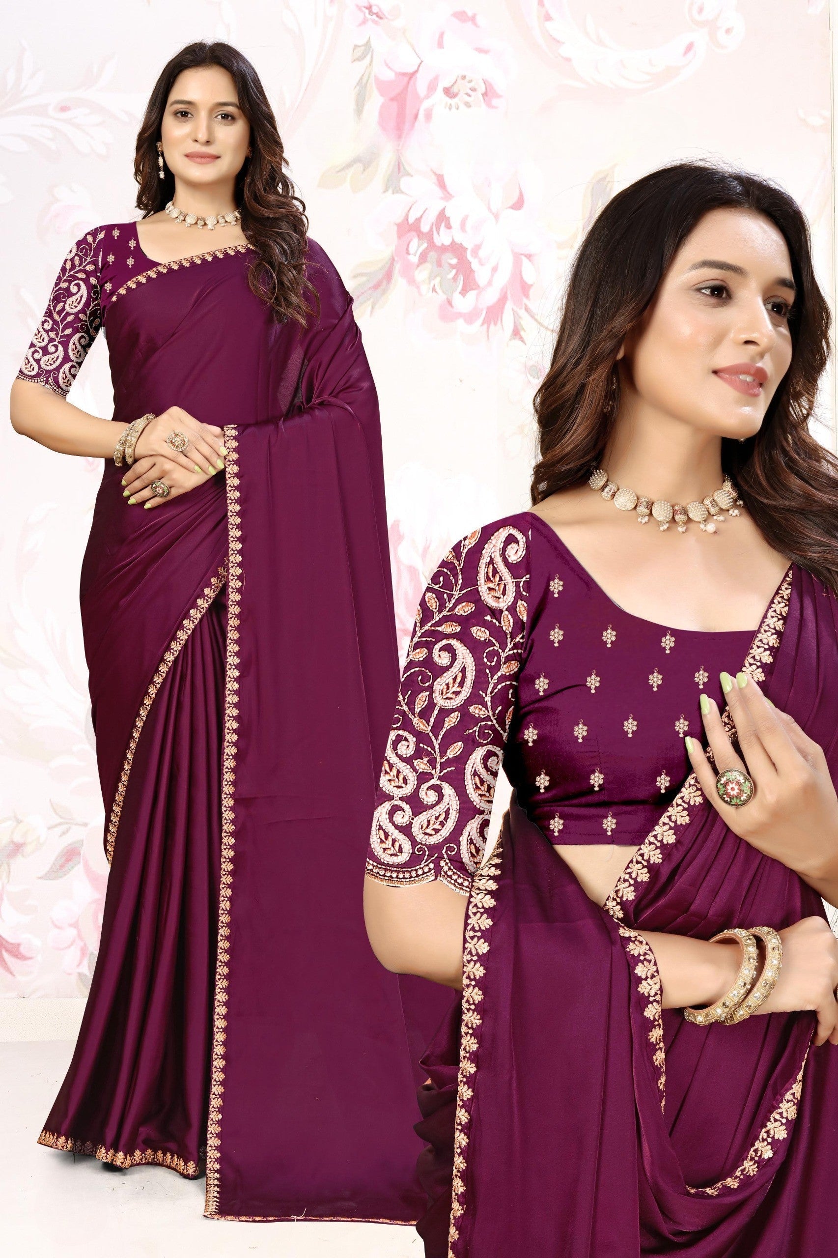 ✨ Premium Melbourne Satin Saree for Weddings & Parties – By Pankhu Fashion 💫